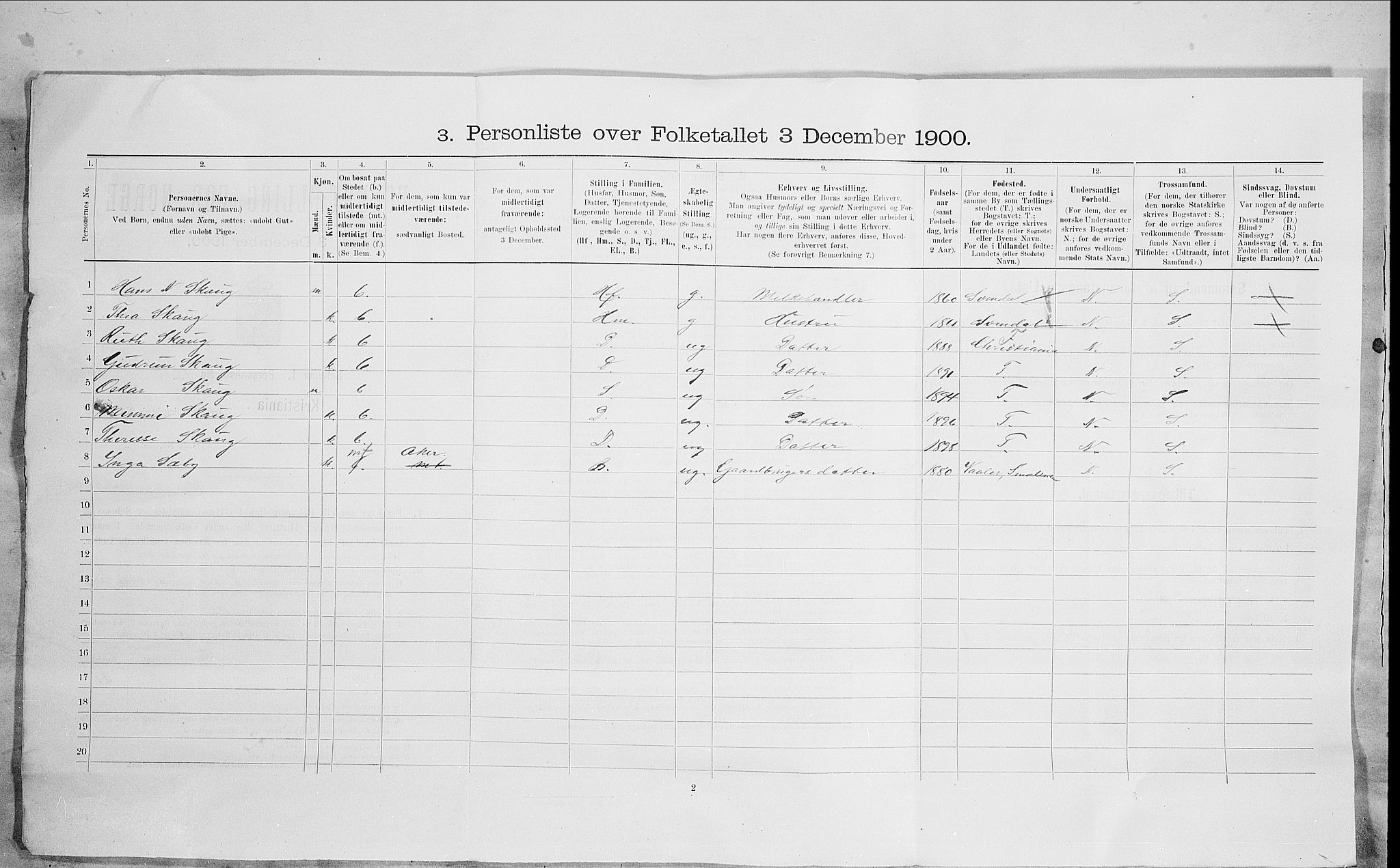 SAO, 1900 census for Kristiania, 1900, p. 93499