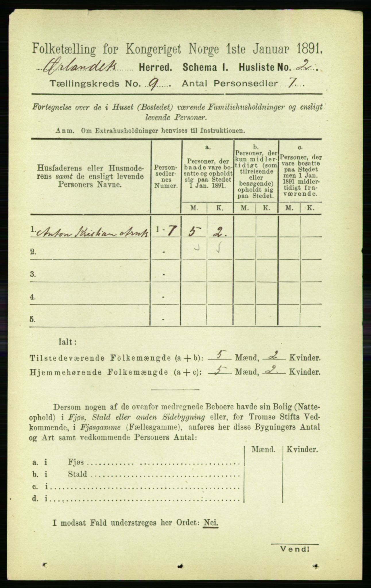 RA, 1891 census for 1621 Ørland, 1891, p. 3748