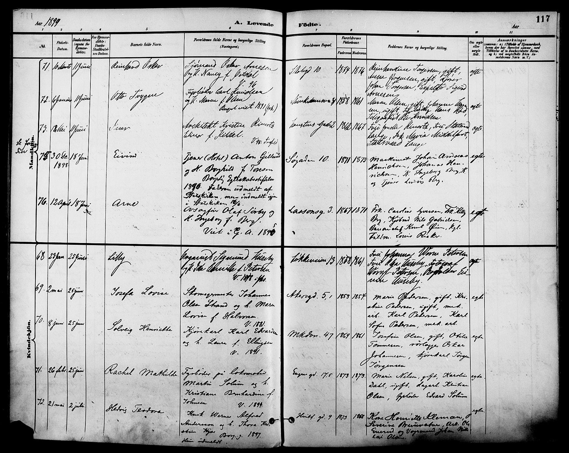 Johannes prestekontor Kirkebøker, SAO/A-10852/F/Fa/L0007: Parish register (official) no. 7, 1896-1905, p. 117