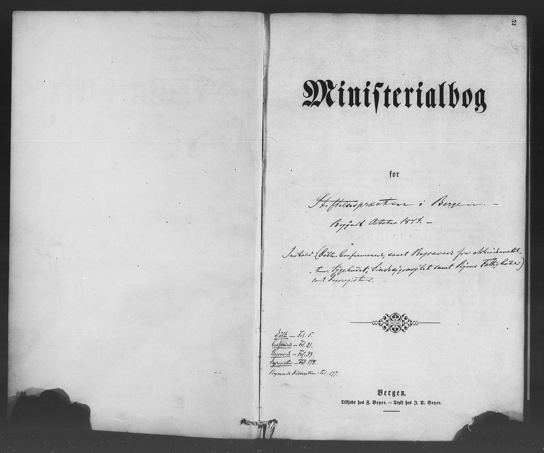 Bergen kommunale pleiehjem - stiftelsespresten, SAB/A-100281: Parish register (official) no. A 1, 1874-1886, p. 2