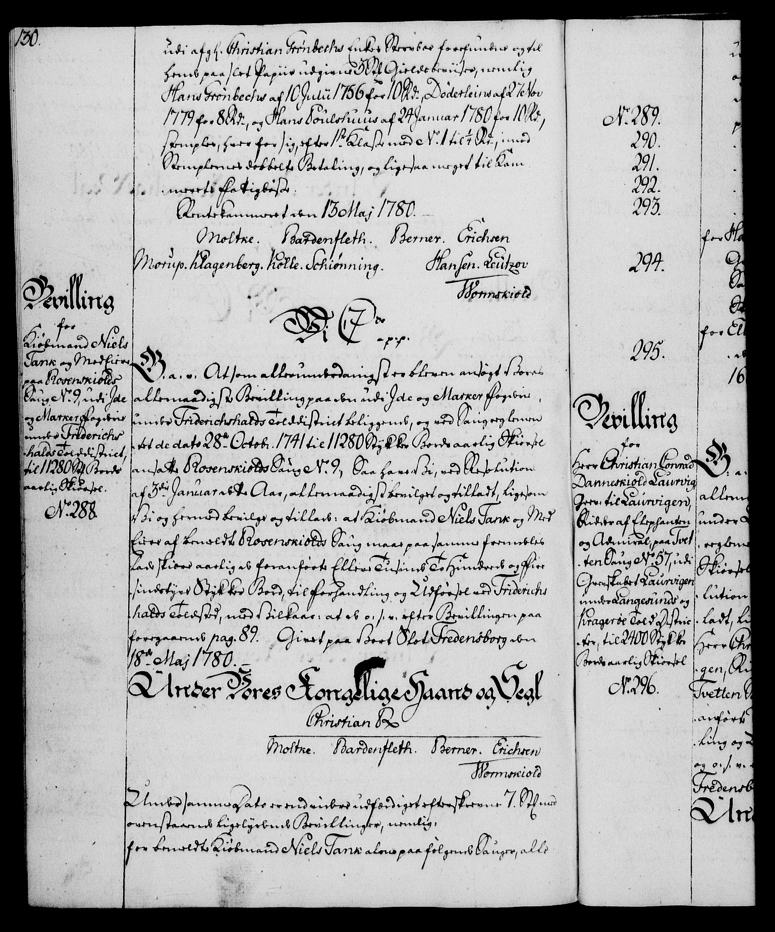 Rentekammeret, Kammerkanselliet, AV/RA-EA-3111/G/Gg/Gga/L0011: Norsk ekspedisjonsprotokoll med register (merket RK 53.11), 1779-1781, p. 130