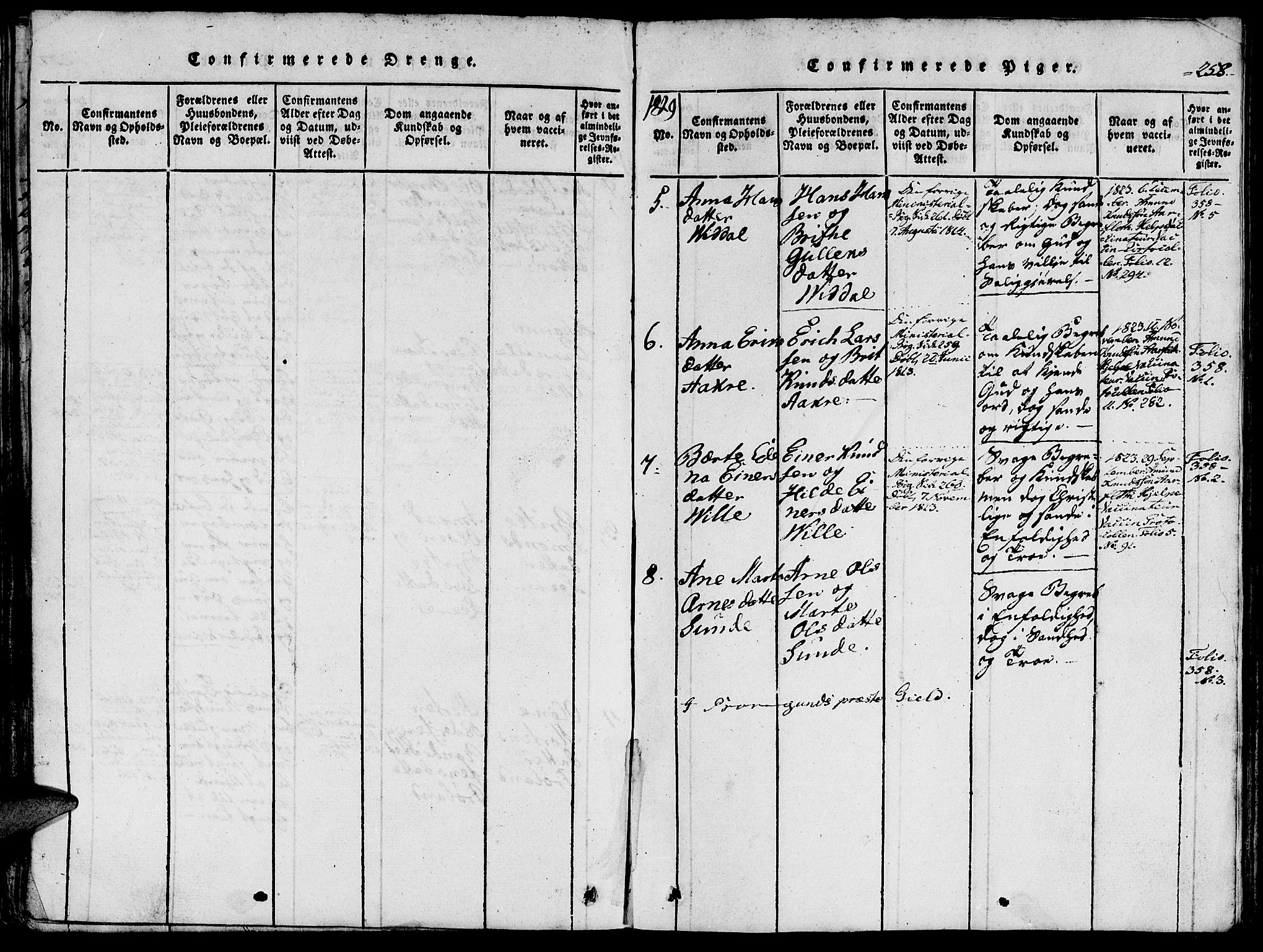 Ministerialprotokoller, klokkerbøker og fødselsregistre - Møre og Romsdal, AV/SAT-A-1454/515/L0207: Parish register (official) no. 515A03, 1819-1829, p. 258