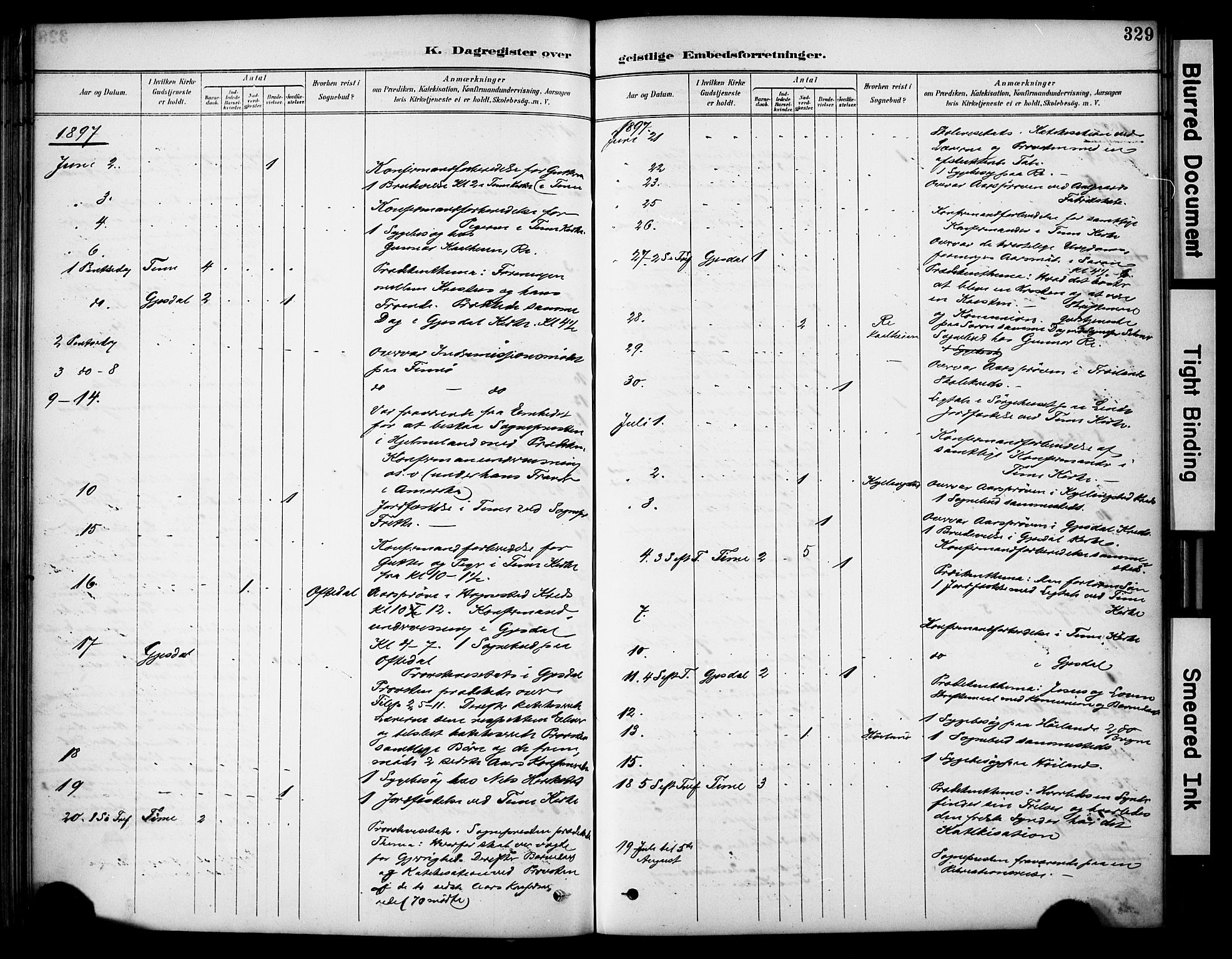 Lye sokneprestkontor, AV/SAST-A-101794/001/30BA/L0011: Parish register (official) no. A 9, 1893-1903, p. 329