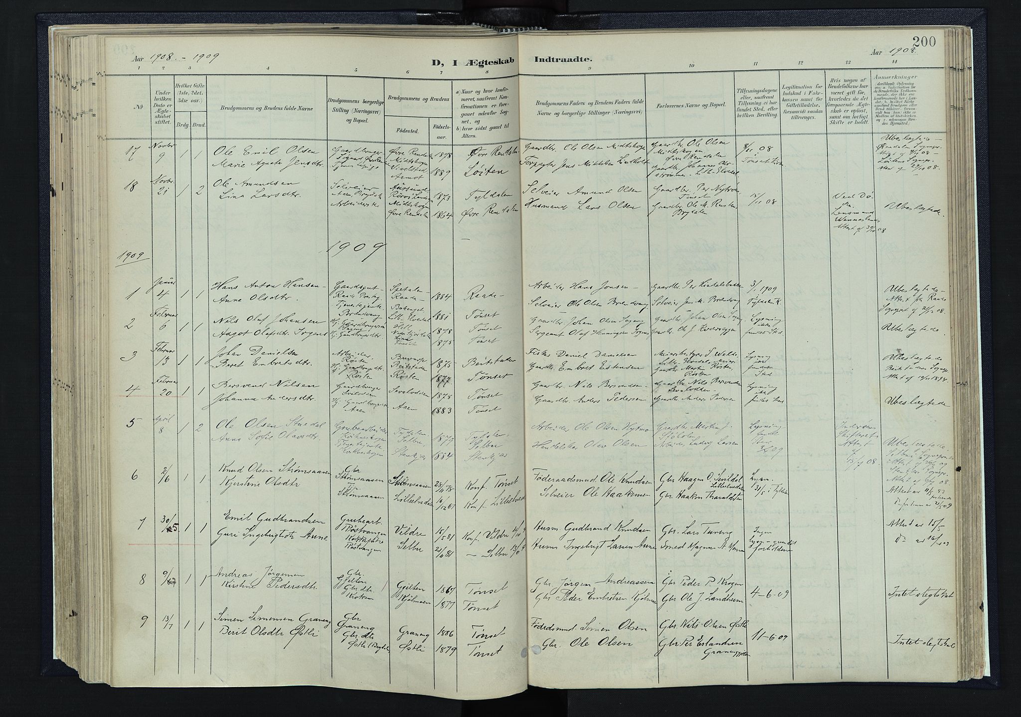 Tynset prestekontor, SAH/PREST-058/H/Ha/Haa/L0025: Parish register (official) no. 25, 1900-1914, p. 200