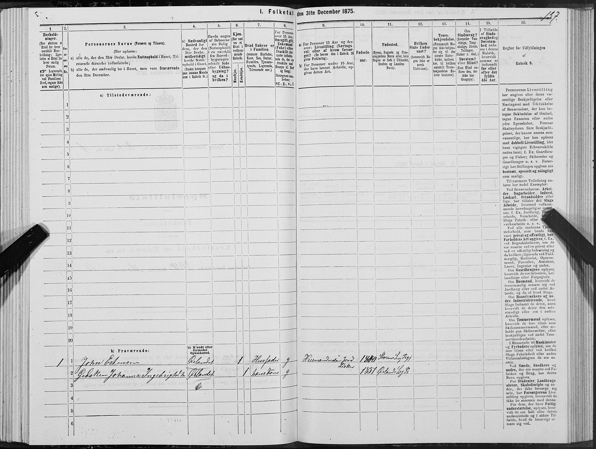 SAT, 1875 census for 1627P Bjugn, 1875, p. 1137