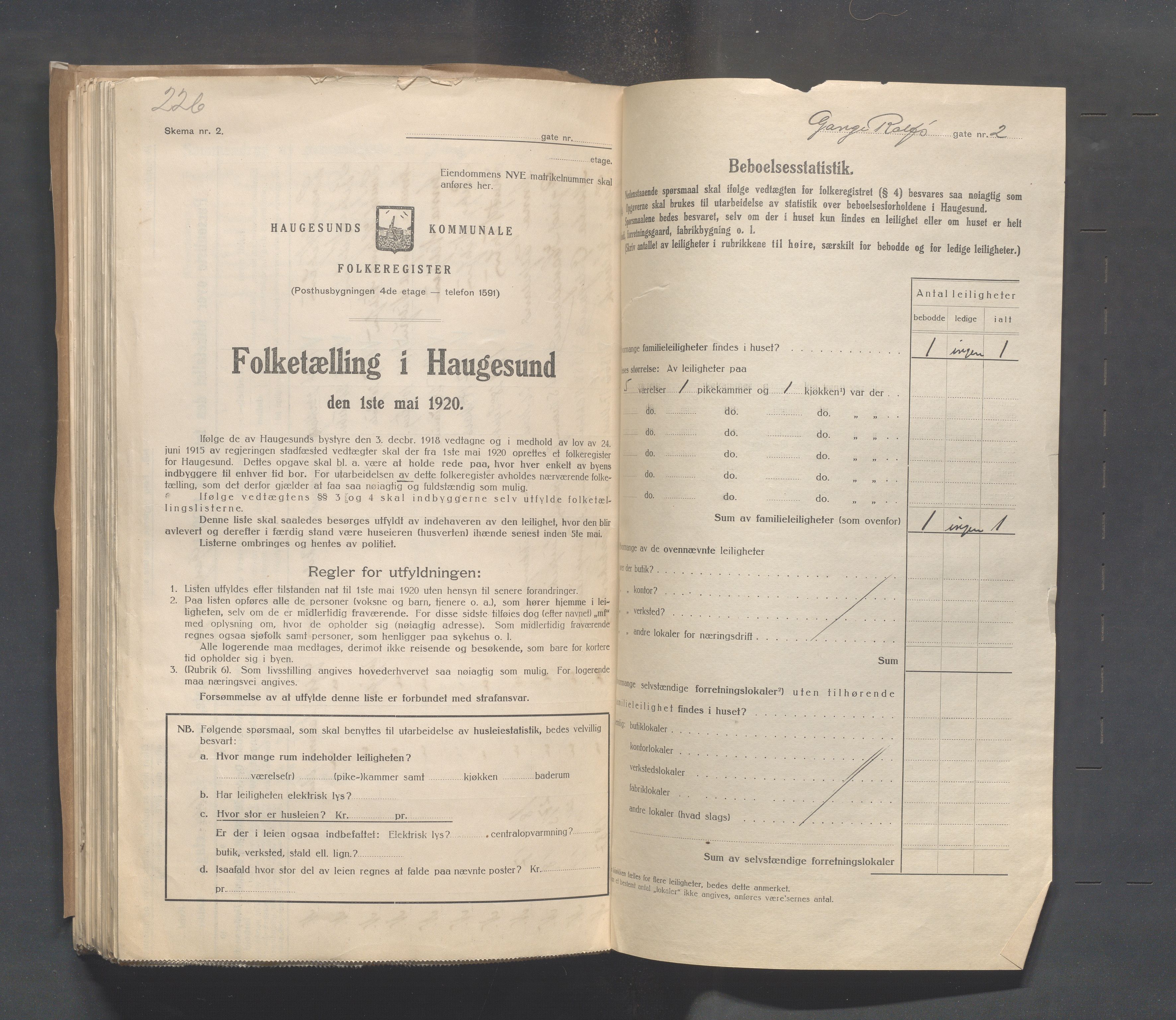 IKAR, Local census 1.5.1920 for Haugesund, 1920, p. 1014