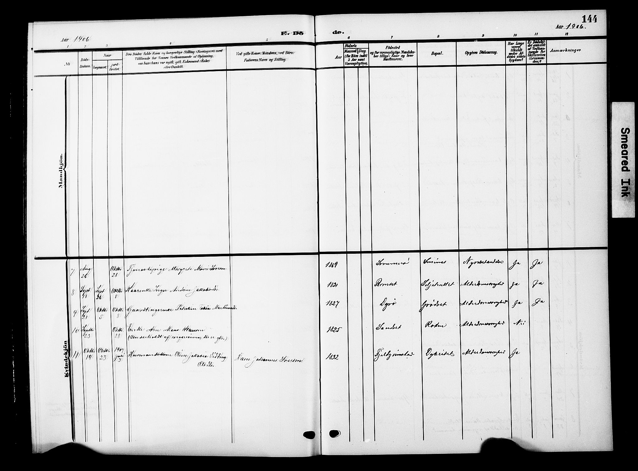 Ministerialprotokoller, klokkerbøker og fødselsregistre - Nordland, AV/SAT-A-1459/893/L1350: Parish register (copy) no. 893C05, 1906-1927, p. 144