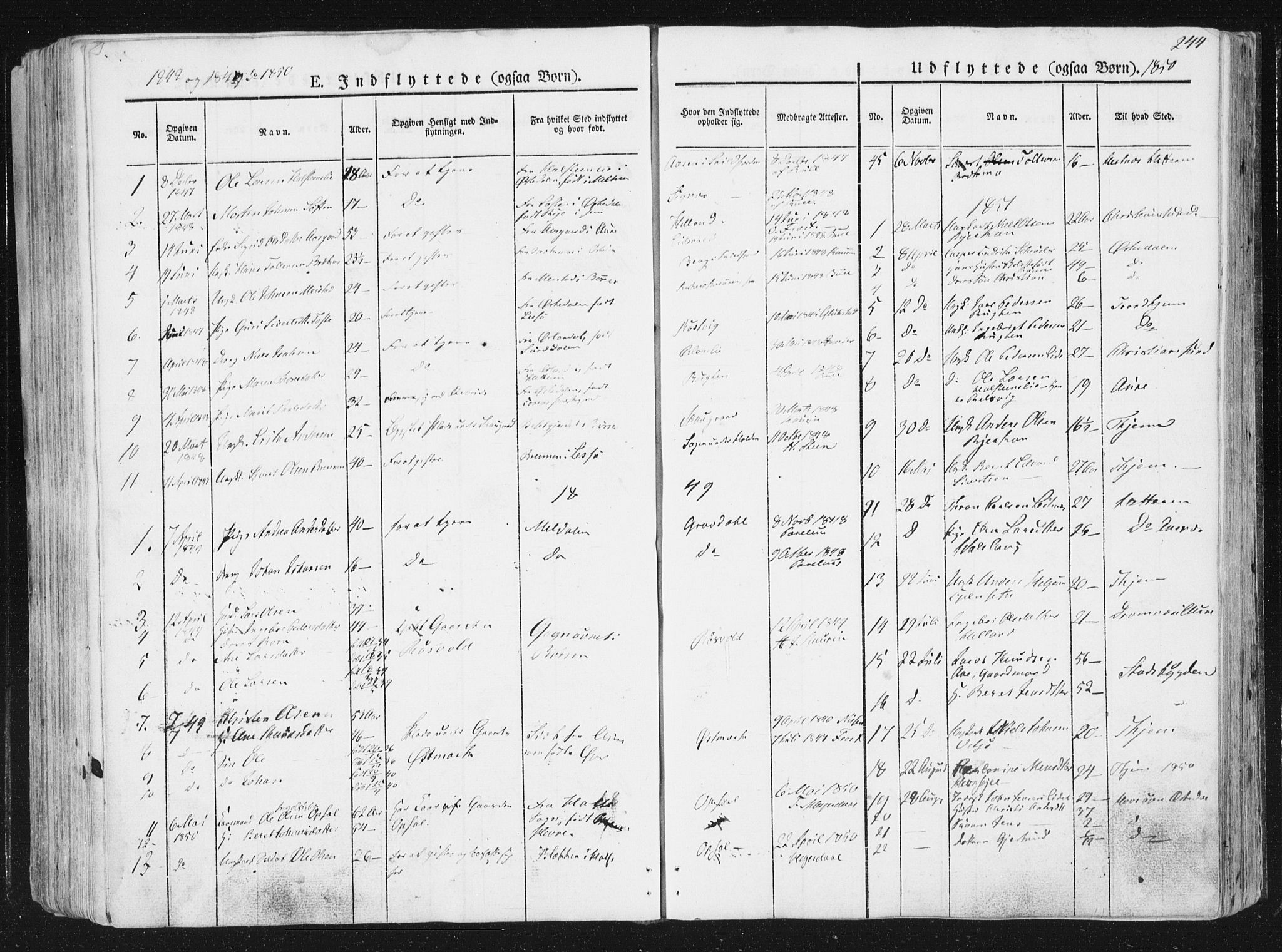 Ministerialprotokoller, klokkerbøker og fødselsregistre - Sør-Trøndelag, SAT/A-1456/630/L0493: Parish register (official) no. 630A06, 1841-1851, p. 244