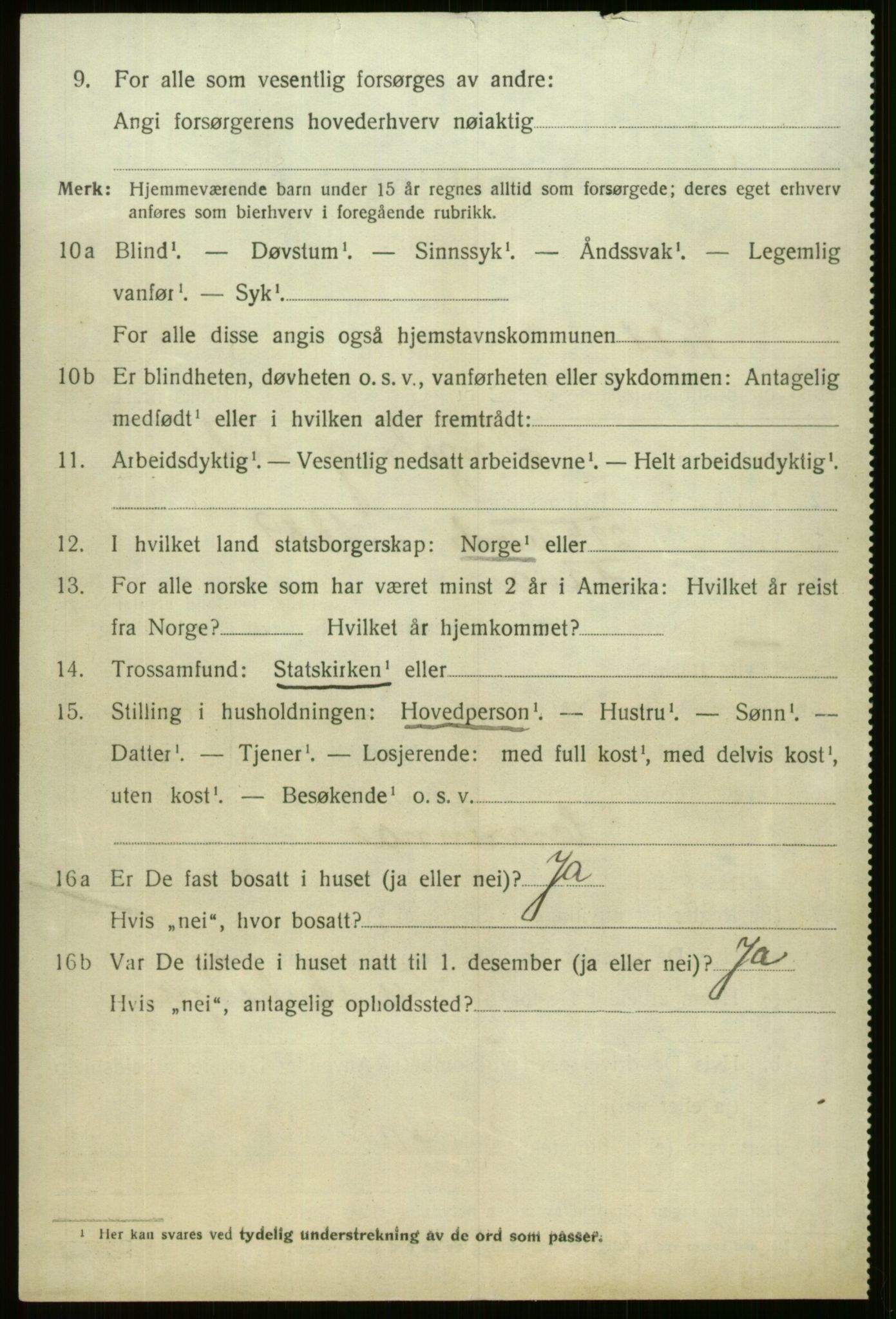 SAB, 1920 census for Voss, 1920, p. 16052