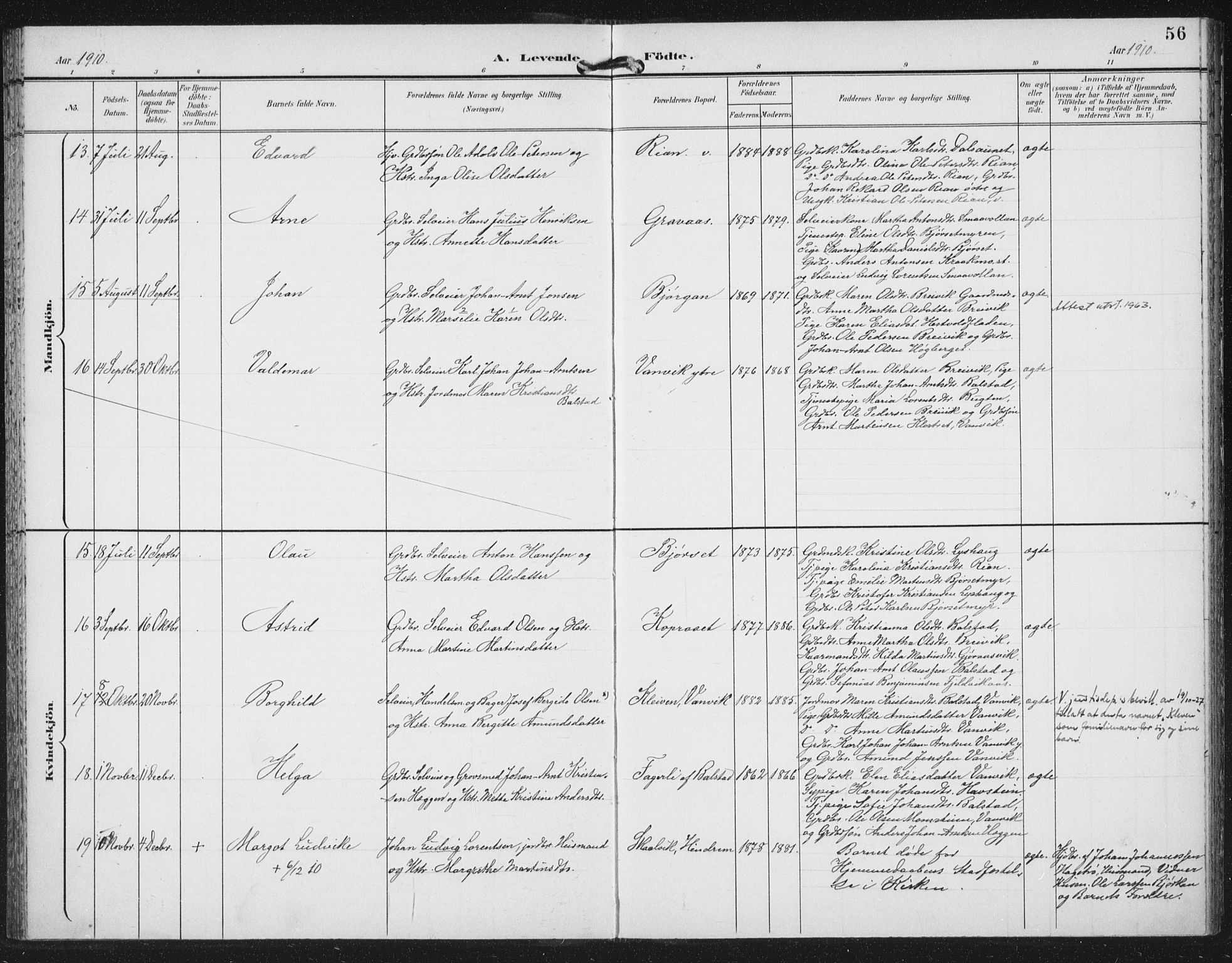 Ministerialprotokoller, klokkerbøker og fødselsregistre - Nord-Trøndelag, SAT/A-1458/702/L0024: Parish register (official) no. 702A02, 1898-1914, p. 56