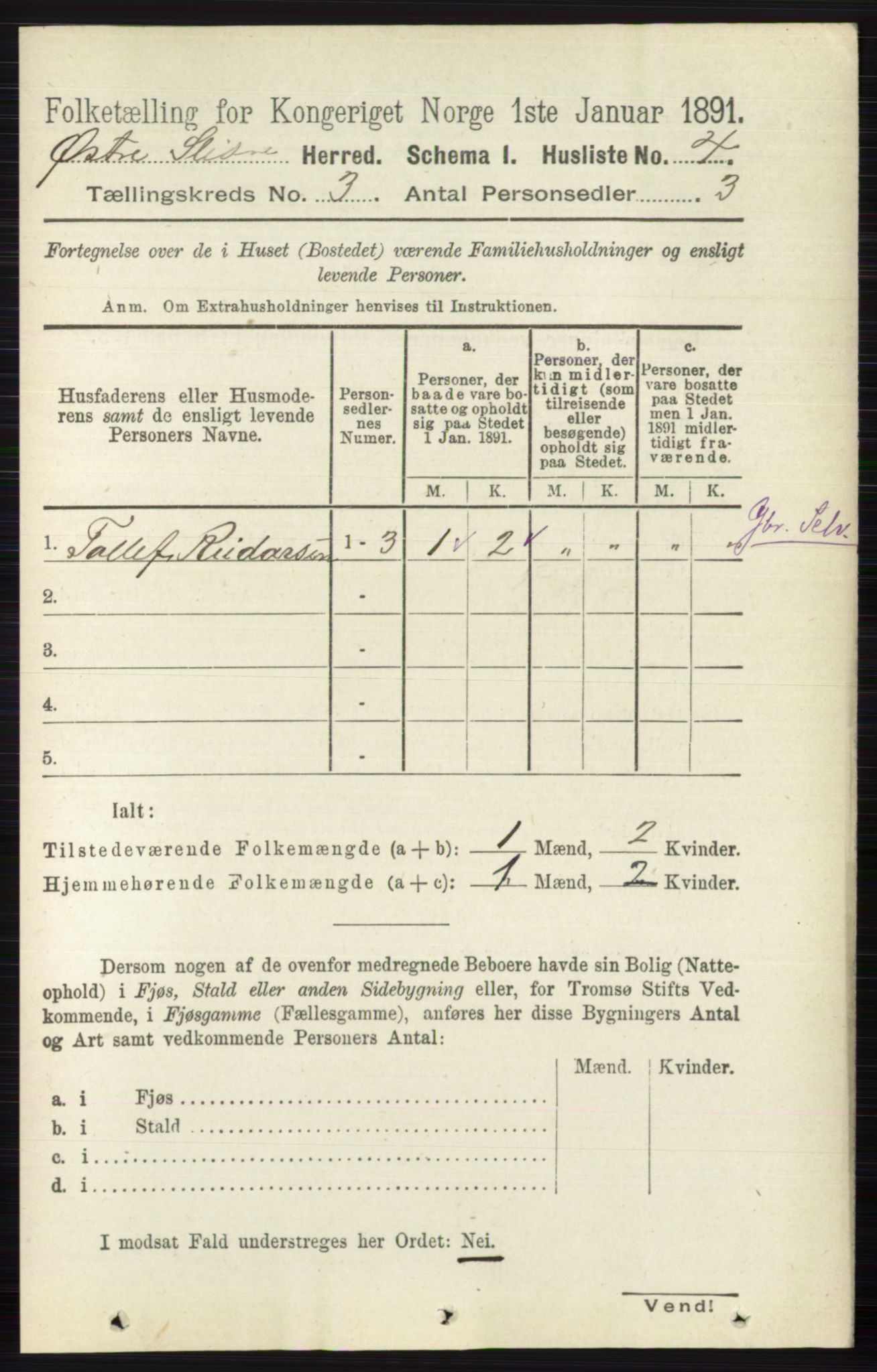 RA, 1891 census for 0544 Øystre Slidre, 1891, p. 553