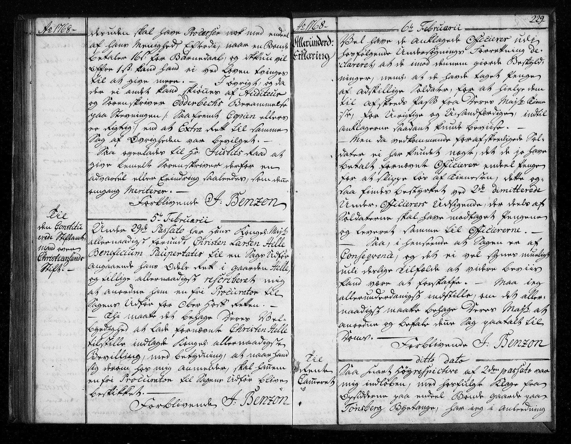 Stattholderembetet 1572-1771, AV/RA-EA-2870/Bf/L0006: Stattholderprotokoll (allmenn kopibok), 1767-1768, p. 228b-229a