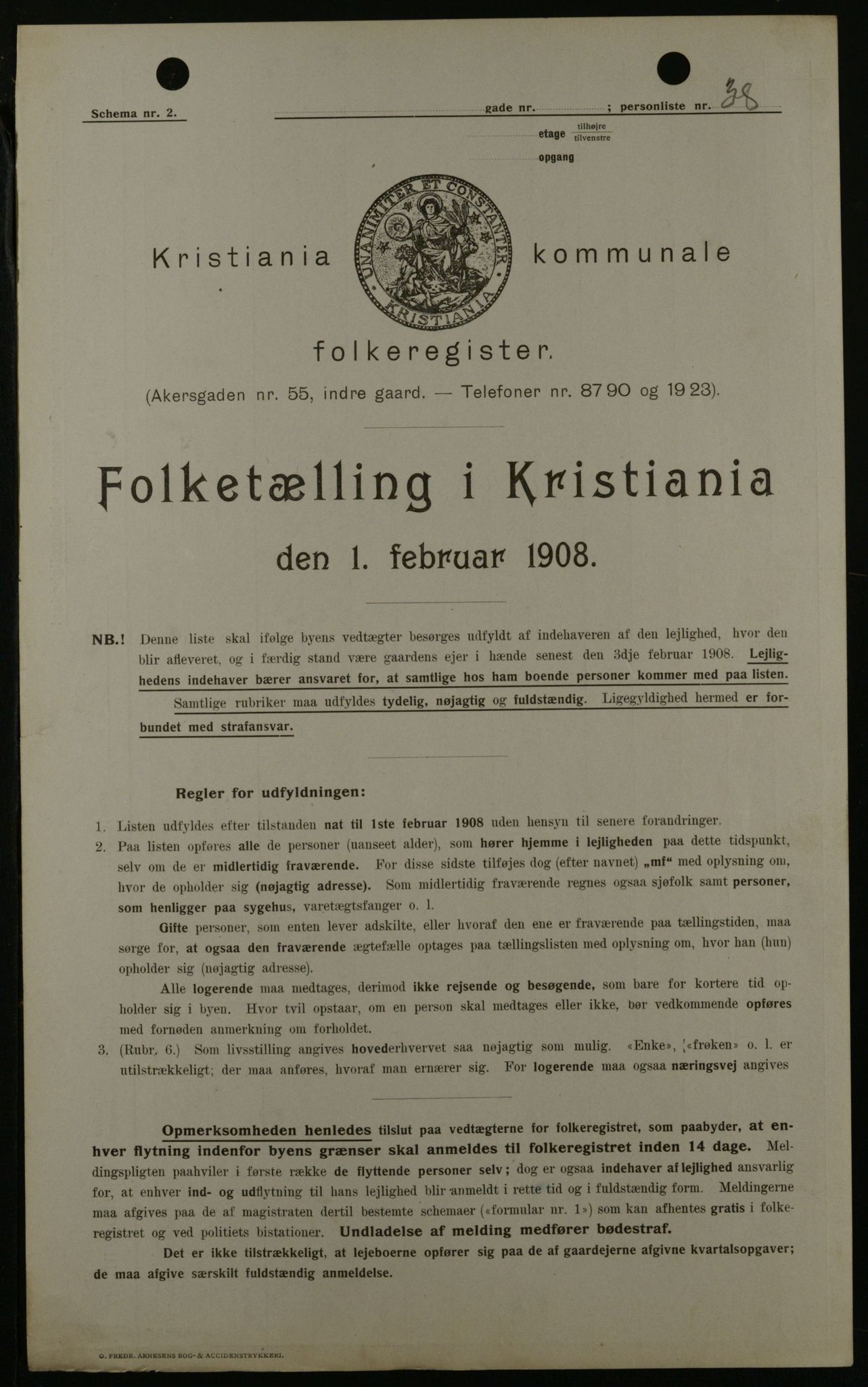 OBA, Municipal Census 1908 for Kristiania, 1908, p. 1973