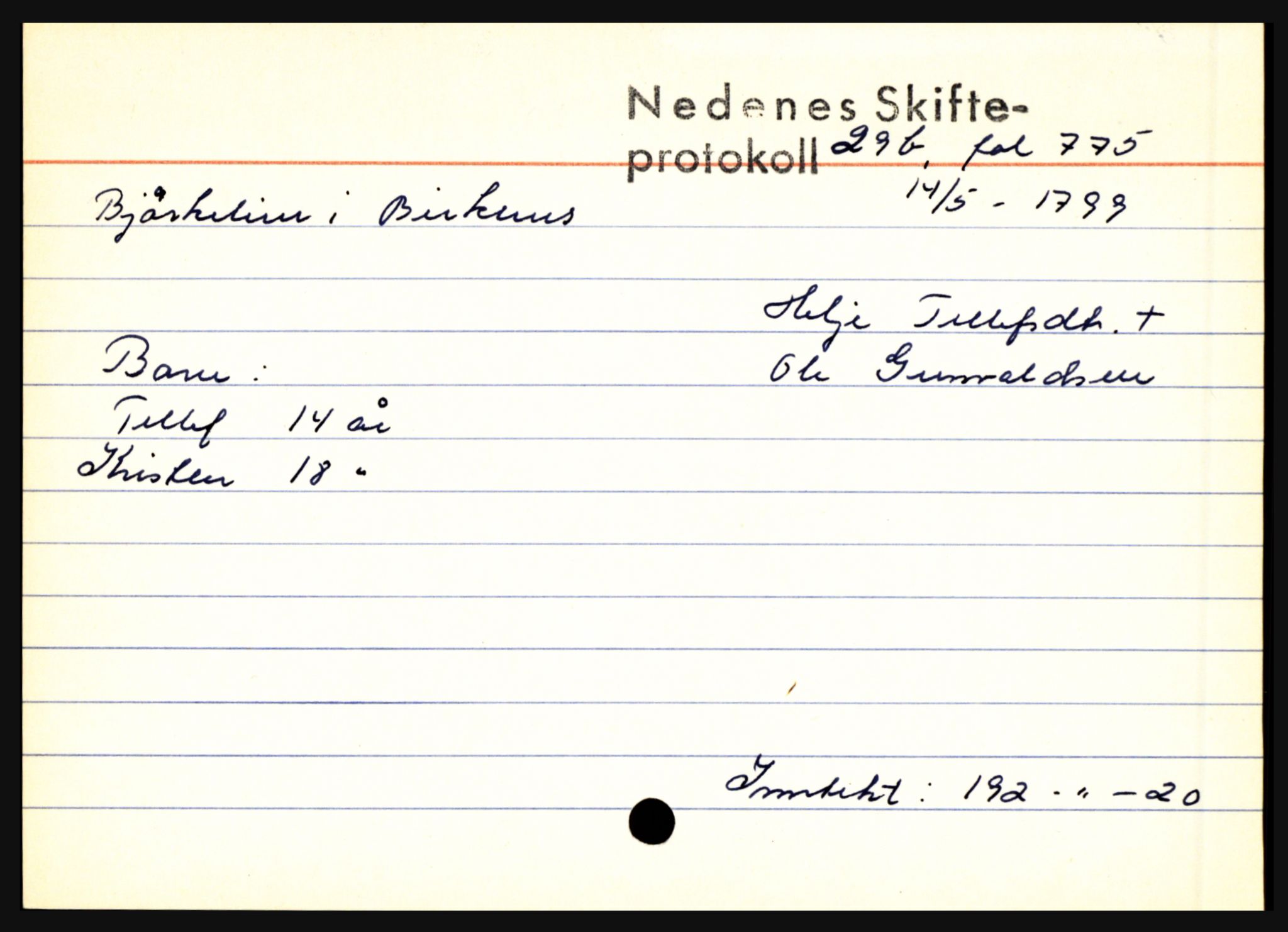 Nedenes sorenskriveri før 1824, AV/SAK-1221-0007/H, p. 2895