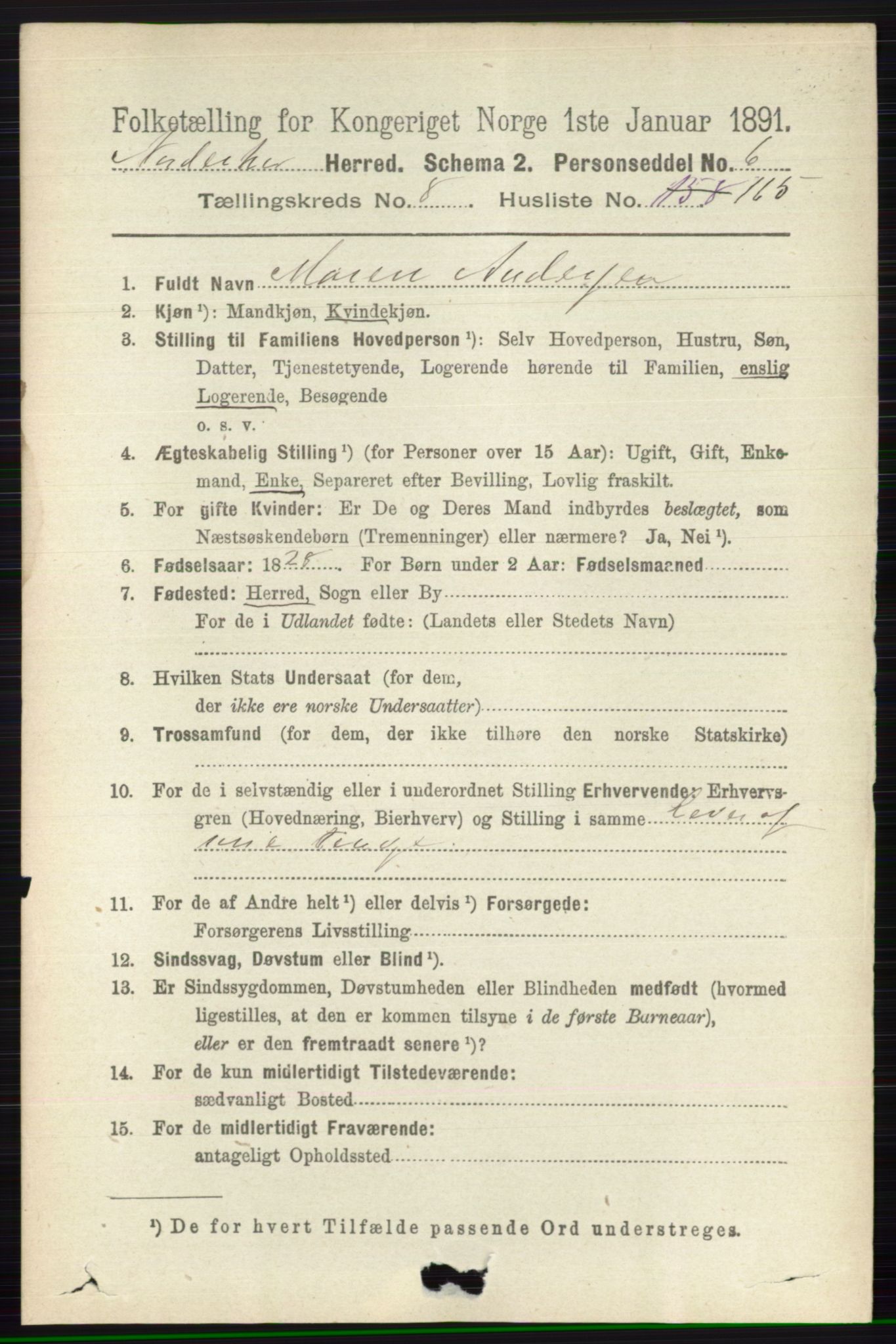 RA, 1891 census for 0613 Norderhov, 1891, p. 6479