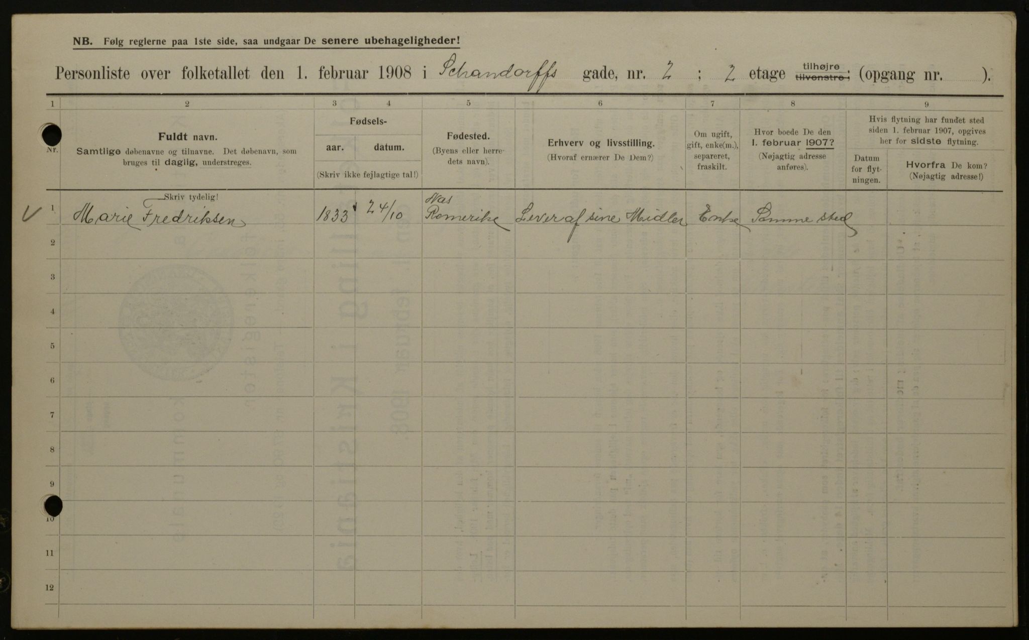 OBA, Municipal Census 1908 for Kristiania, 1908, p. 80642