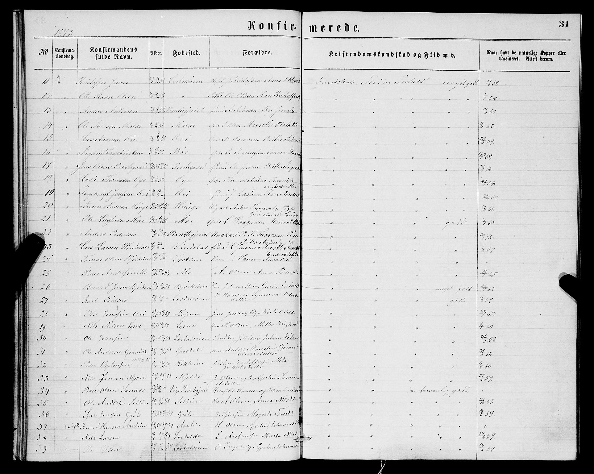 Lærdal sokneprestembete, SAB/A-81201: Parish register (official) no.  A 14, 1865-1877, p. 31