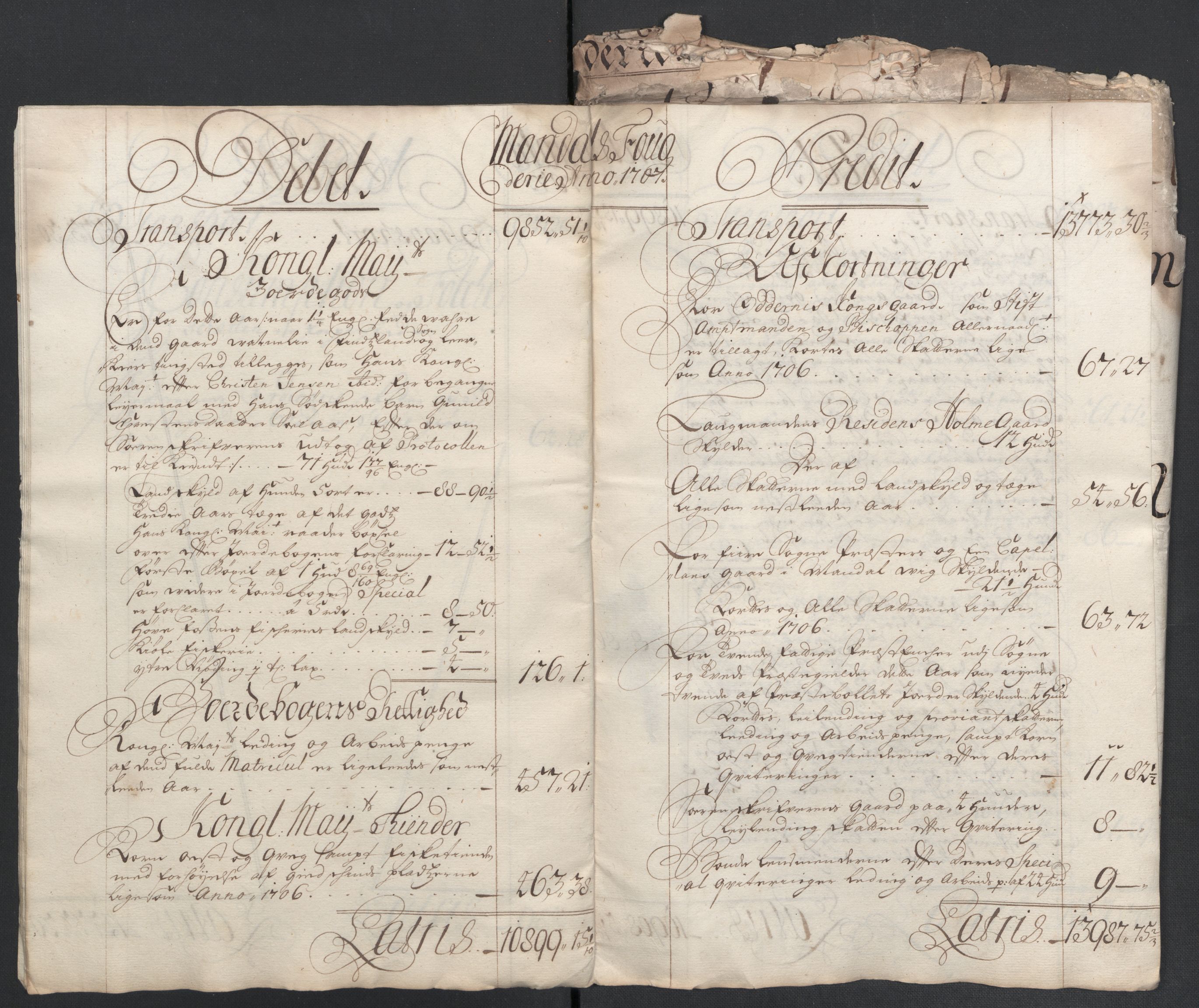 Rentekammeret inntil 1814, Reviderte regnskaper, Fogderegnskap, AV/RA-EA-4092/R43/L2551: Fogderegnskap Lista og Mandal, 1705-1709, p. 407