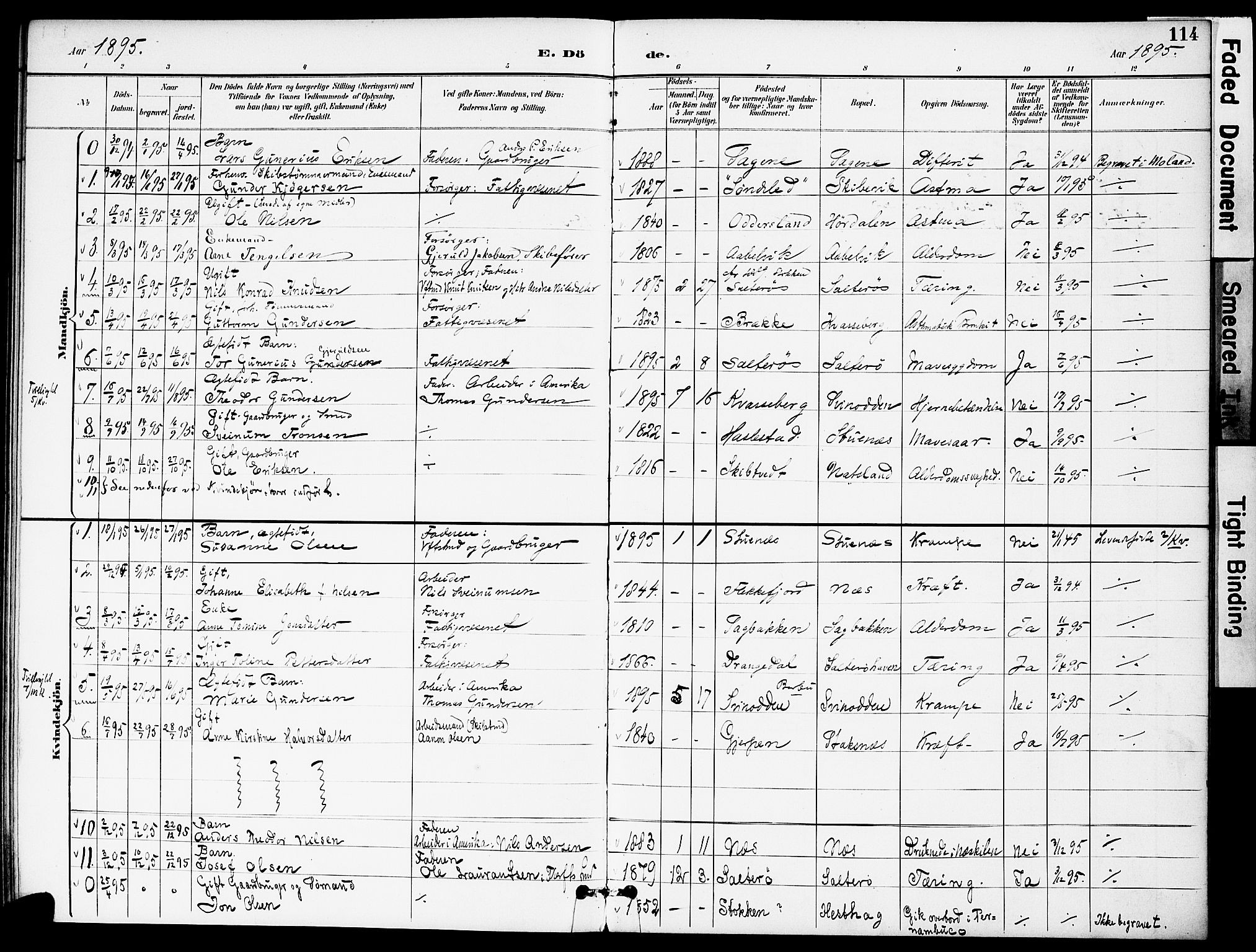 Austre Moland sokneprestkontor, SAK/1111-0001/F/Fa/Fab/L0002: Parish register (official) no. A 2, 1894-1919, p. 114