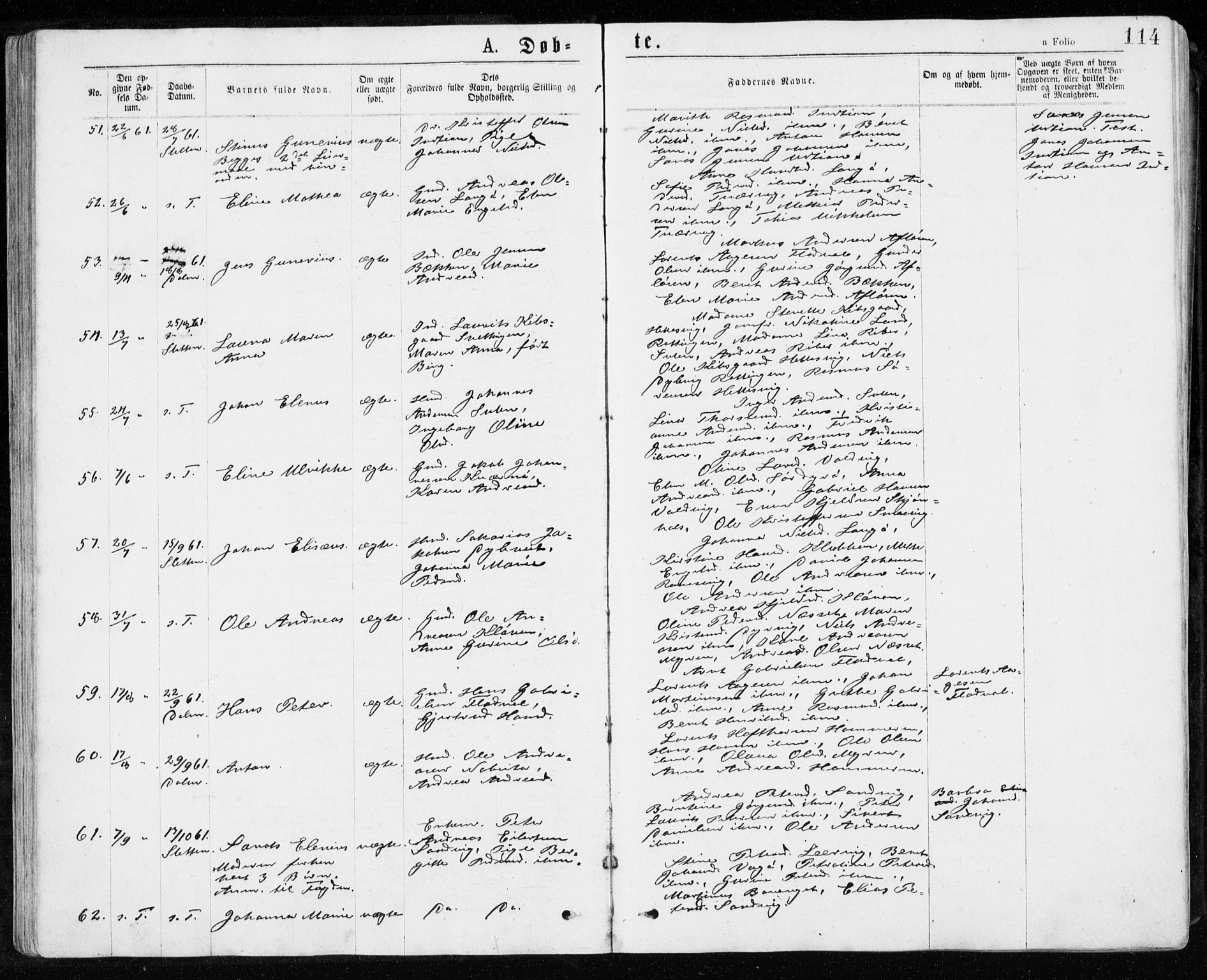 Ministerialprotokoller, klokkerbøker og fødselsregistre - Sør-Trøndelag, SAT/A-1456/640/L0576: Parish register (official) no. 640A01, 1846-1876, p. 114