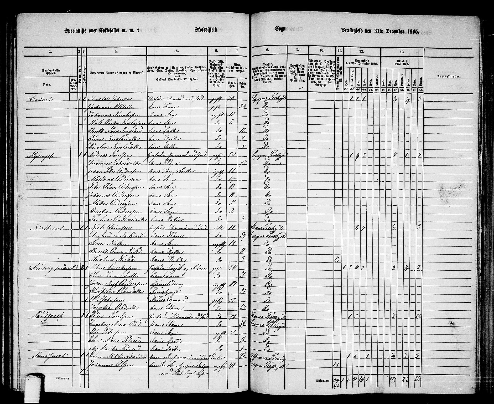 RA, 1865 census for Leksvik, 1865, p. 121