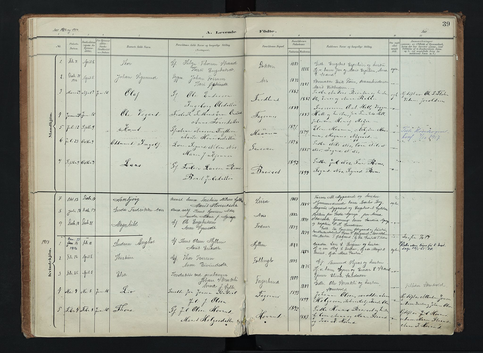 Nord-Aurdal prestekontor, SAH/PREST-132/H/Ha/Haa/L0016: Parish register (official) no. 16, 1897-1925, p. 39