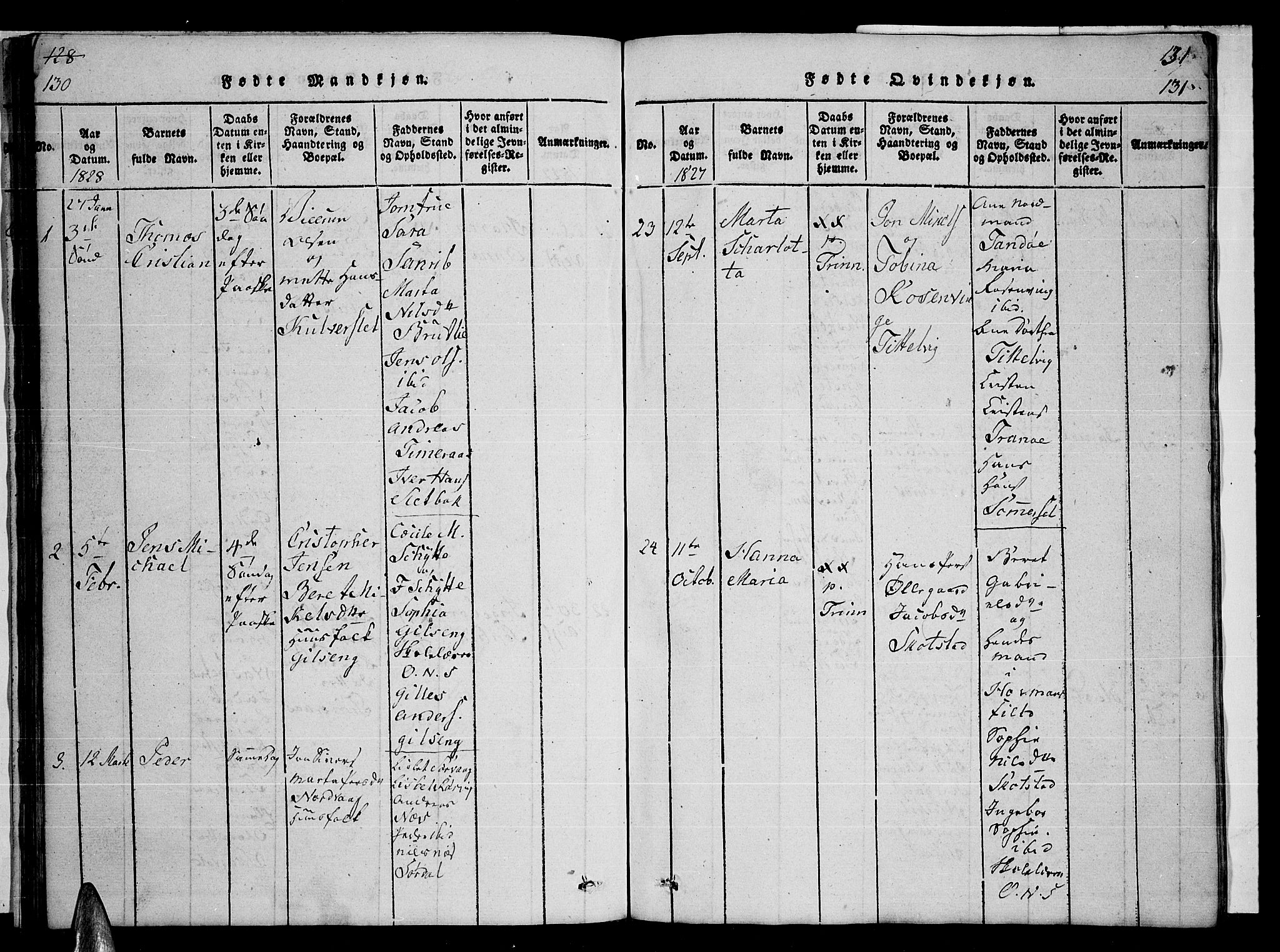 Ministerialprotokoller, klokkerbøker og fødselsregistre - Nordland, AV/SAT-A-1459/859/L0855: Parish register (copy) no. 859C01, 1821-1839, p. 130-131