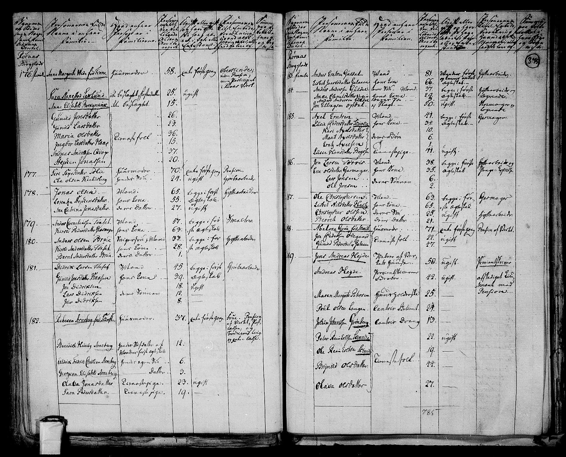 RA, 1801 census for 1640P Røros, 1801, p. 374b-375a