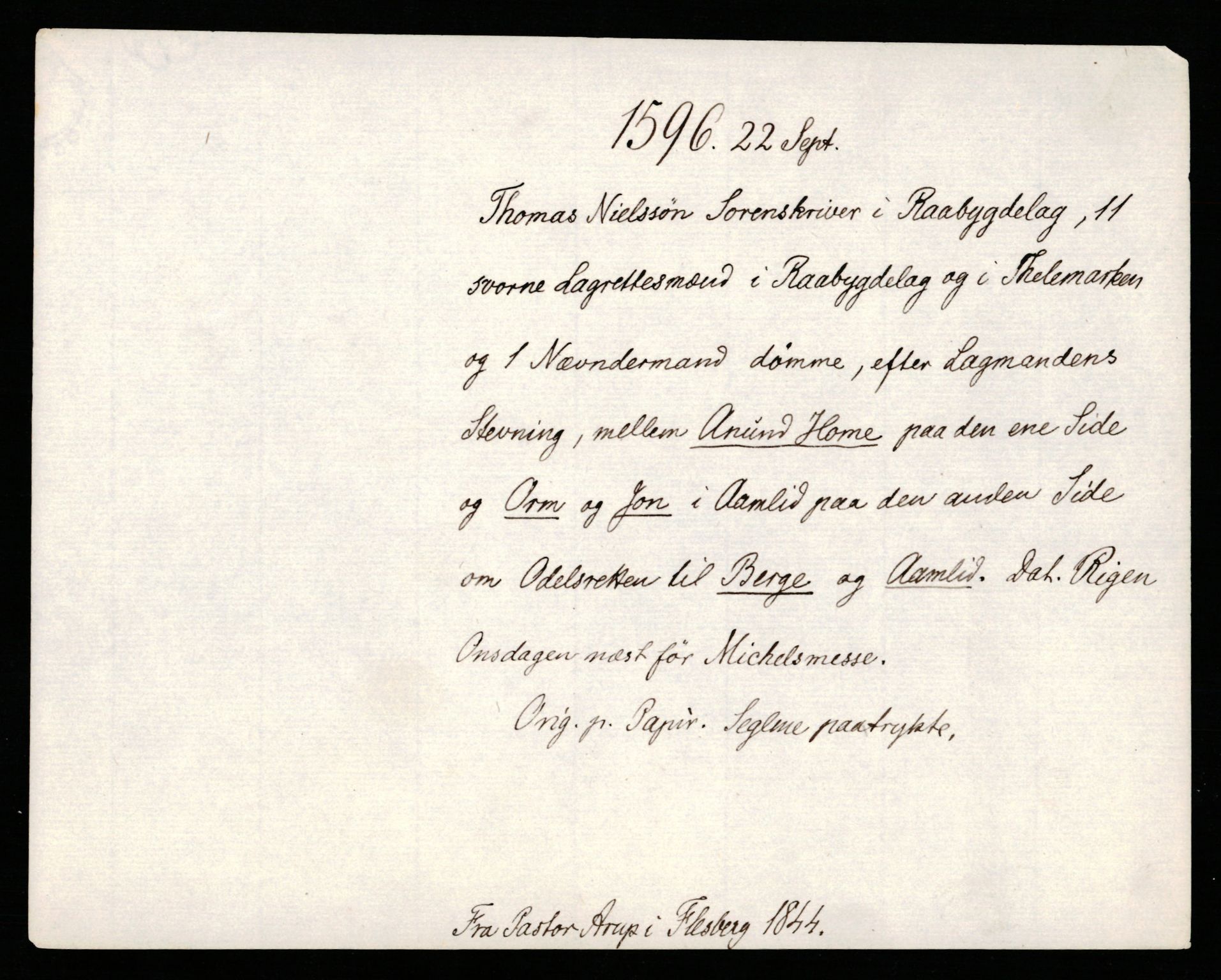 Riksarkivets diplomsamling, AV/RA-EA-5965/F35/F35b/L0004: Riksarkivets diplomer, seddelregister, 1593-1600, p. 281