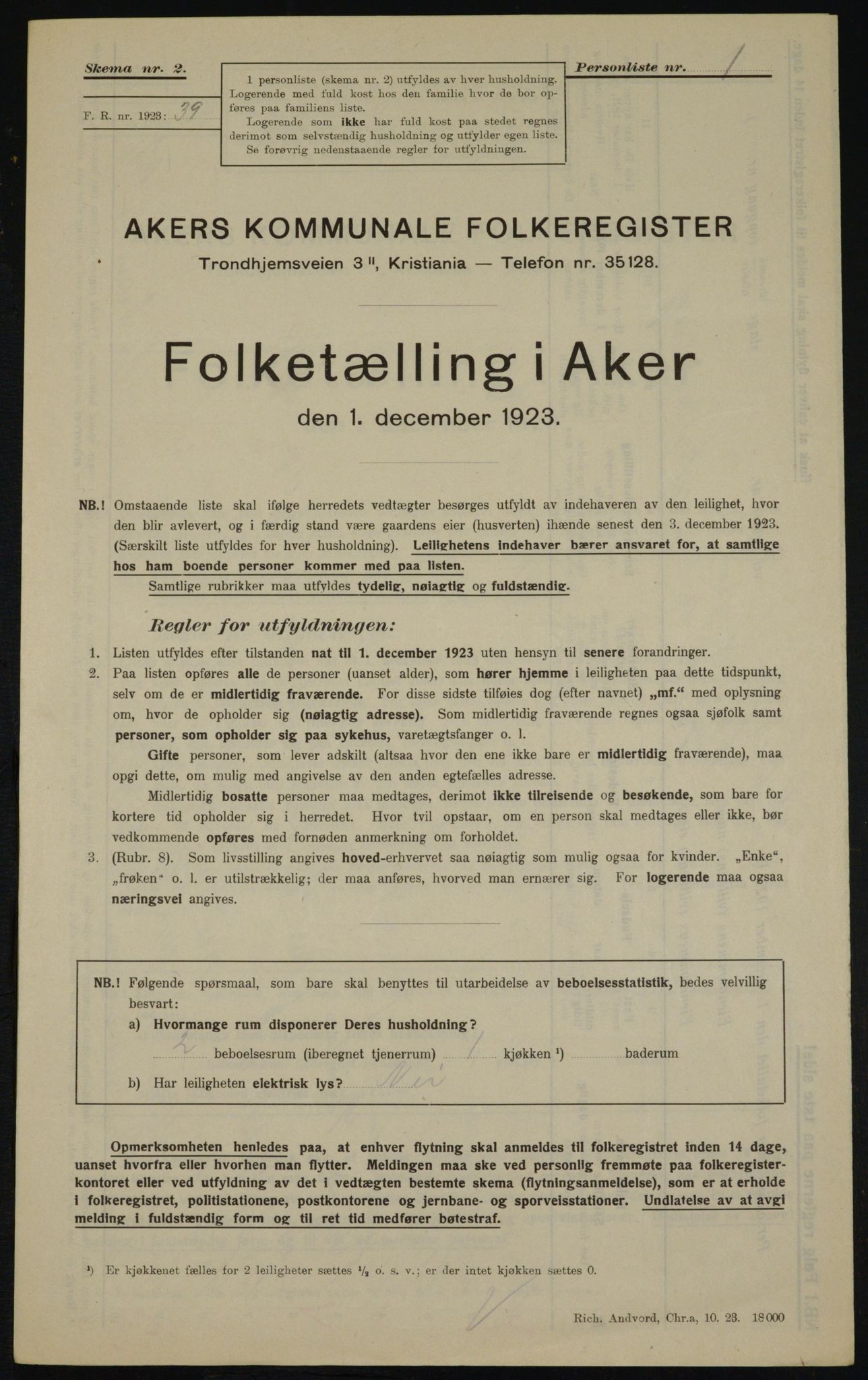 , Municipal Census 1923 for Aker, 1923, p. 22474