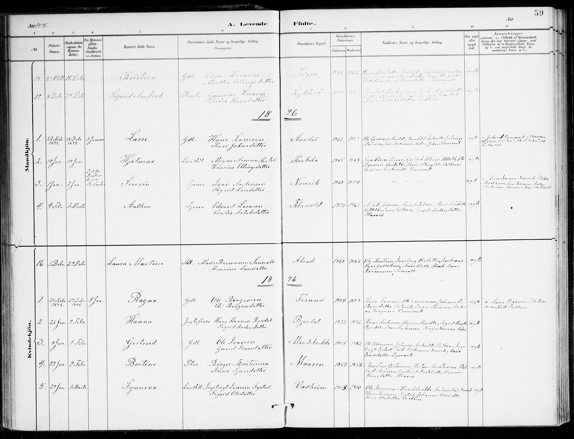 Lavik sokneprestembete, AV/SAB-A-80901: Parish register (official) no. C 1, 1882-1904, p. 59