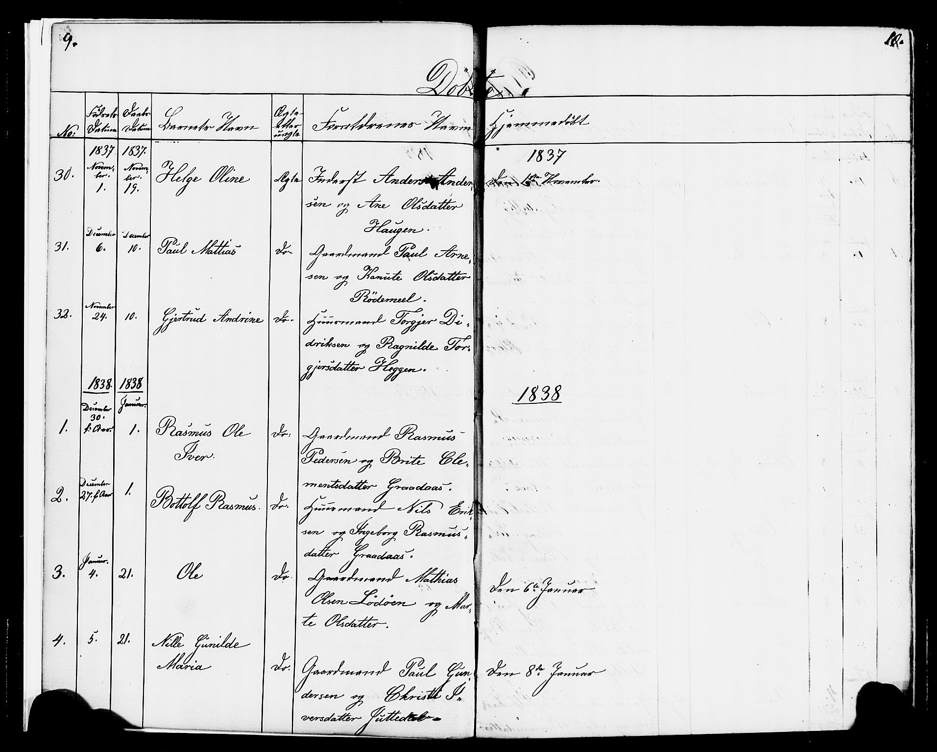 Hornindal sokneprestembete, AV/SAB-A-82401/H/Haa/Haaa/L0001: Parish register (official) no. A 1, 1837-1866, p. 8-9