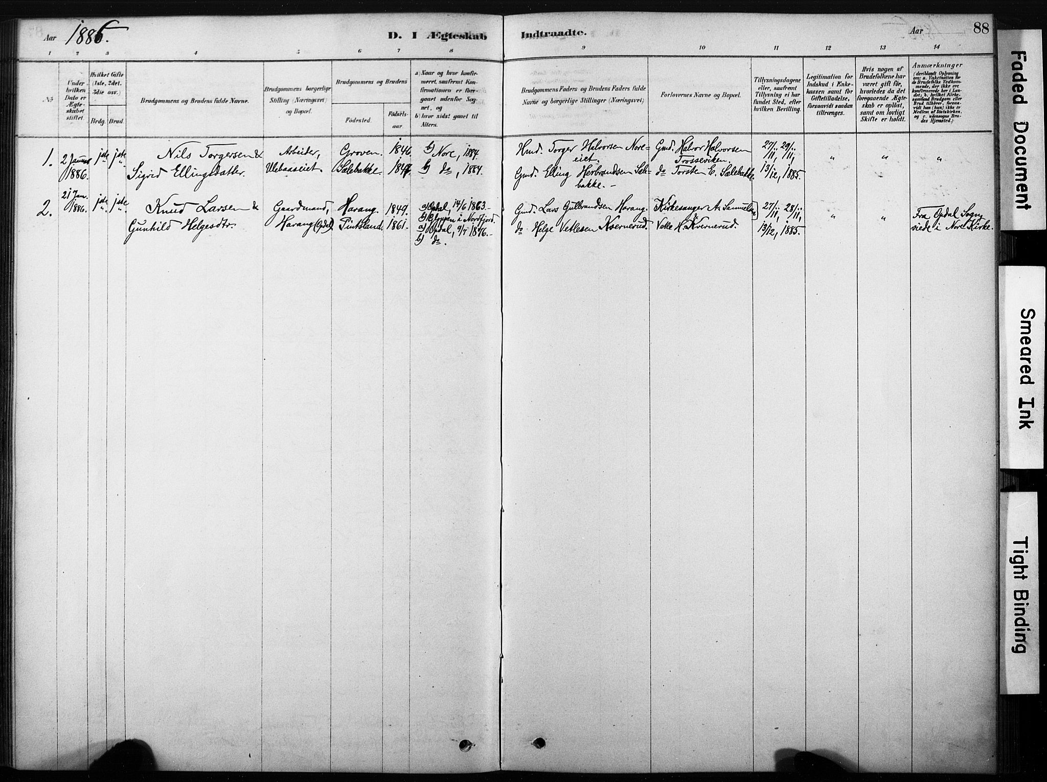 Nore kirkebøker, AV/SAKO-A-238/F/Fb/L0001: Parish register (official) no. II 1, 1878-1886, p. 88