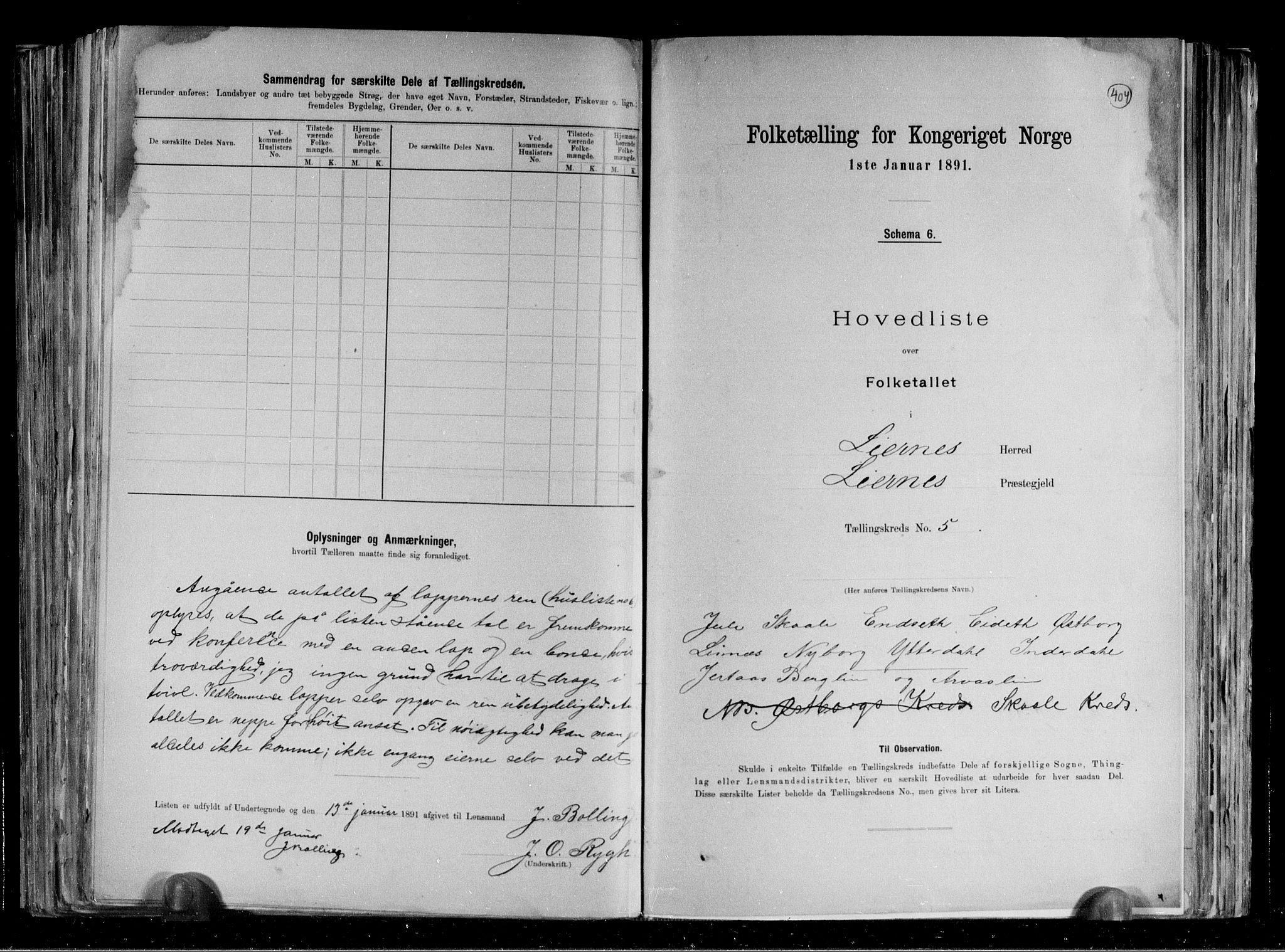 RA, 1891 census for 1737 Lierne, 1891, p. 12