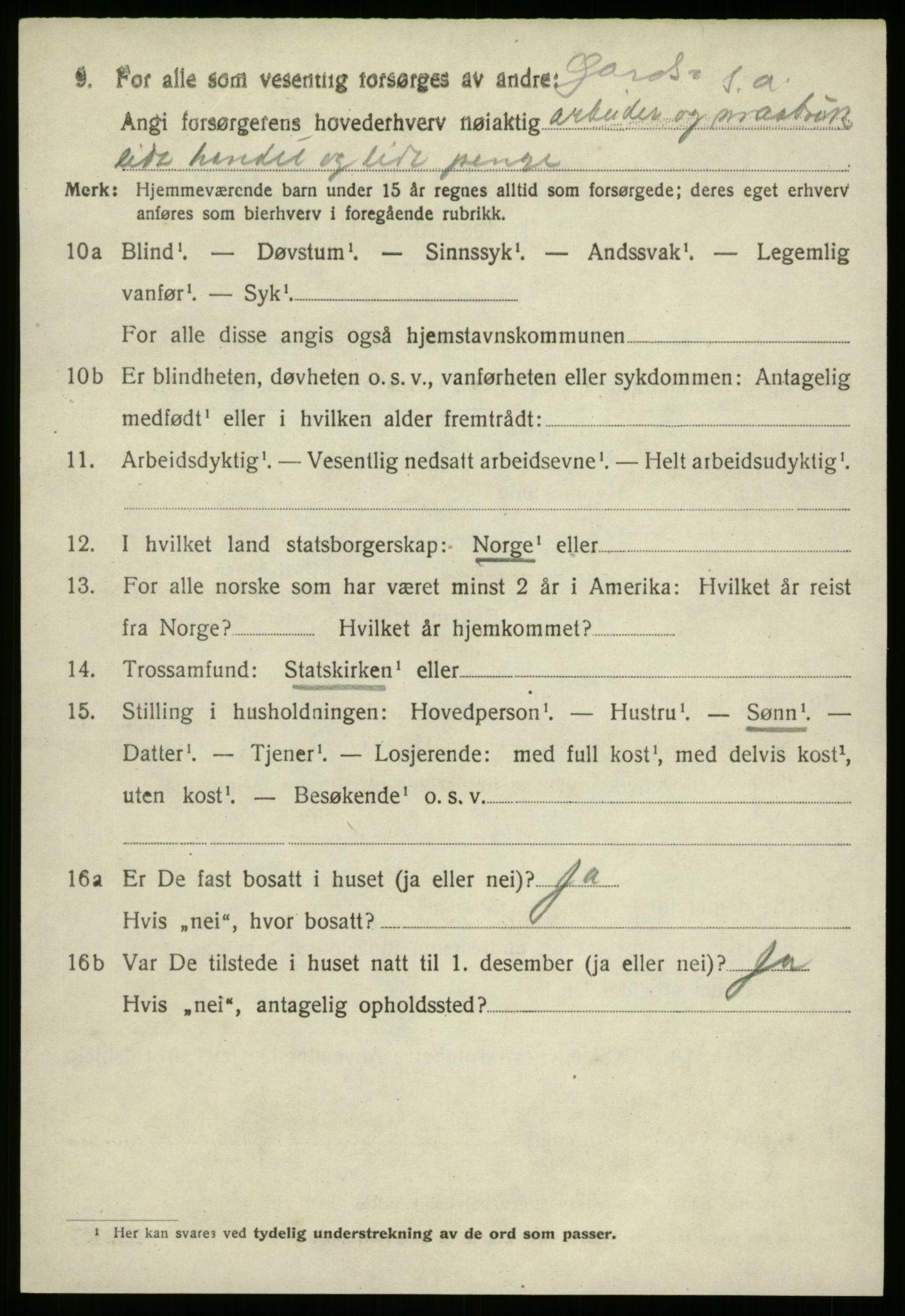 SAB, 1920 census for Gloppen, 1920, p. 5249