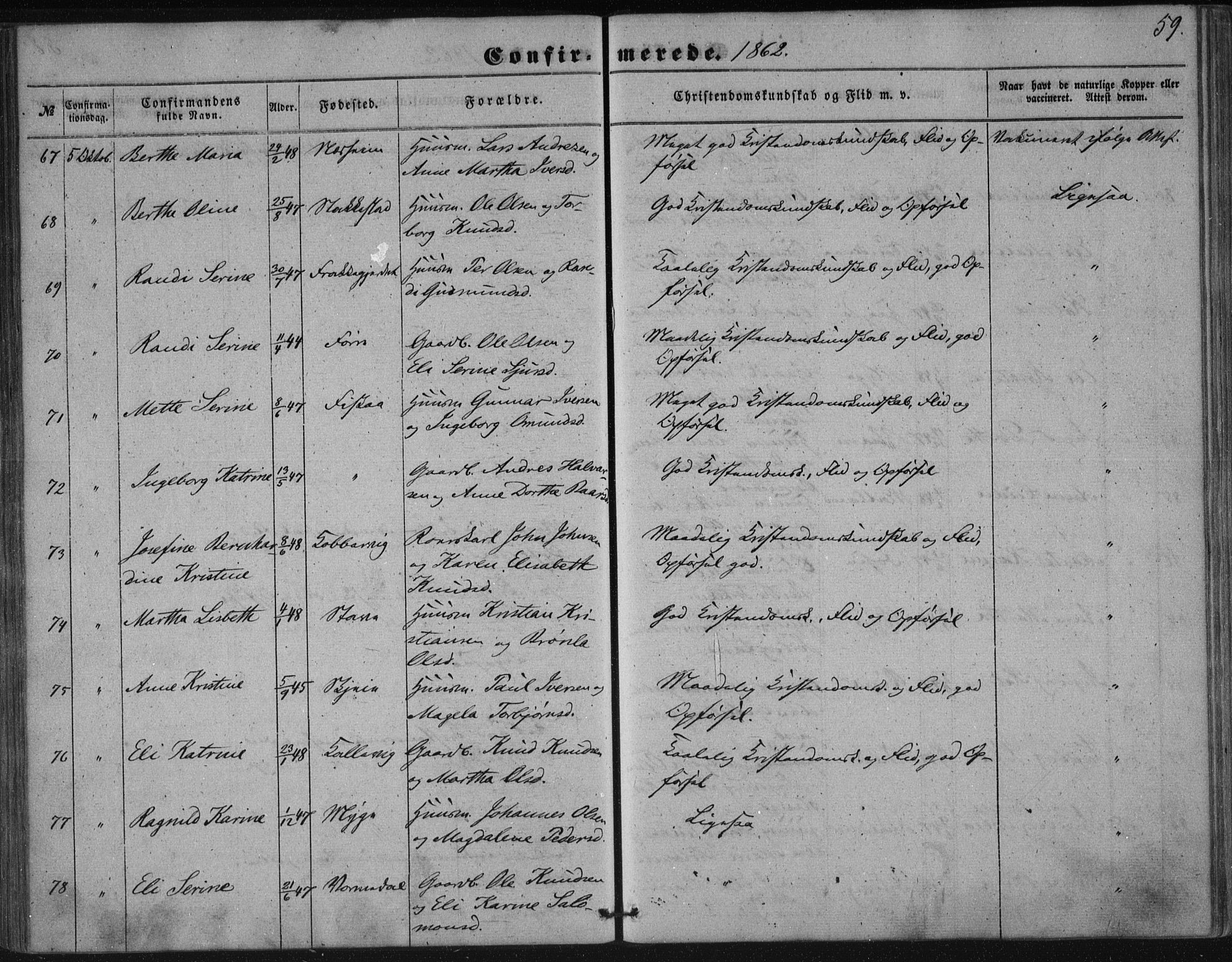 Avaldsnes sokneprestkontor, AV/SAST-A -101851/H/Ha/Haa/L0009: Parish register (official) no. A 9, 1853-1865, p. 59