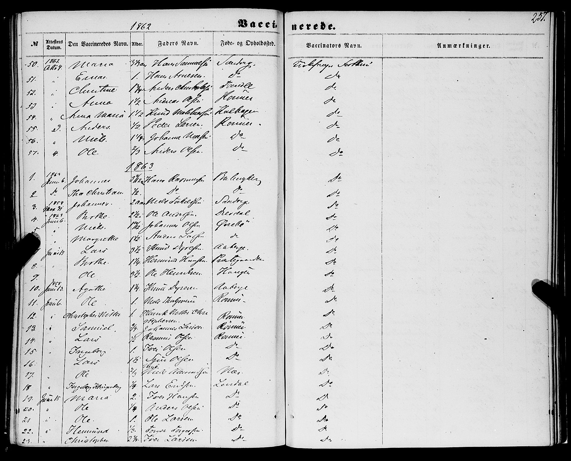 Luster sokneprestembete, AV/SAB-A-81101/H/Haa/Haaa/L0008: Parish register (official) no. A 8, 1860-1870, p. 257