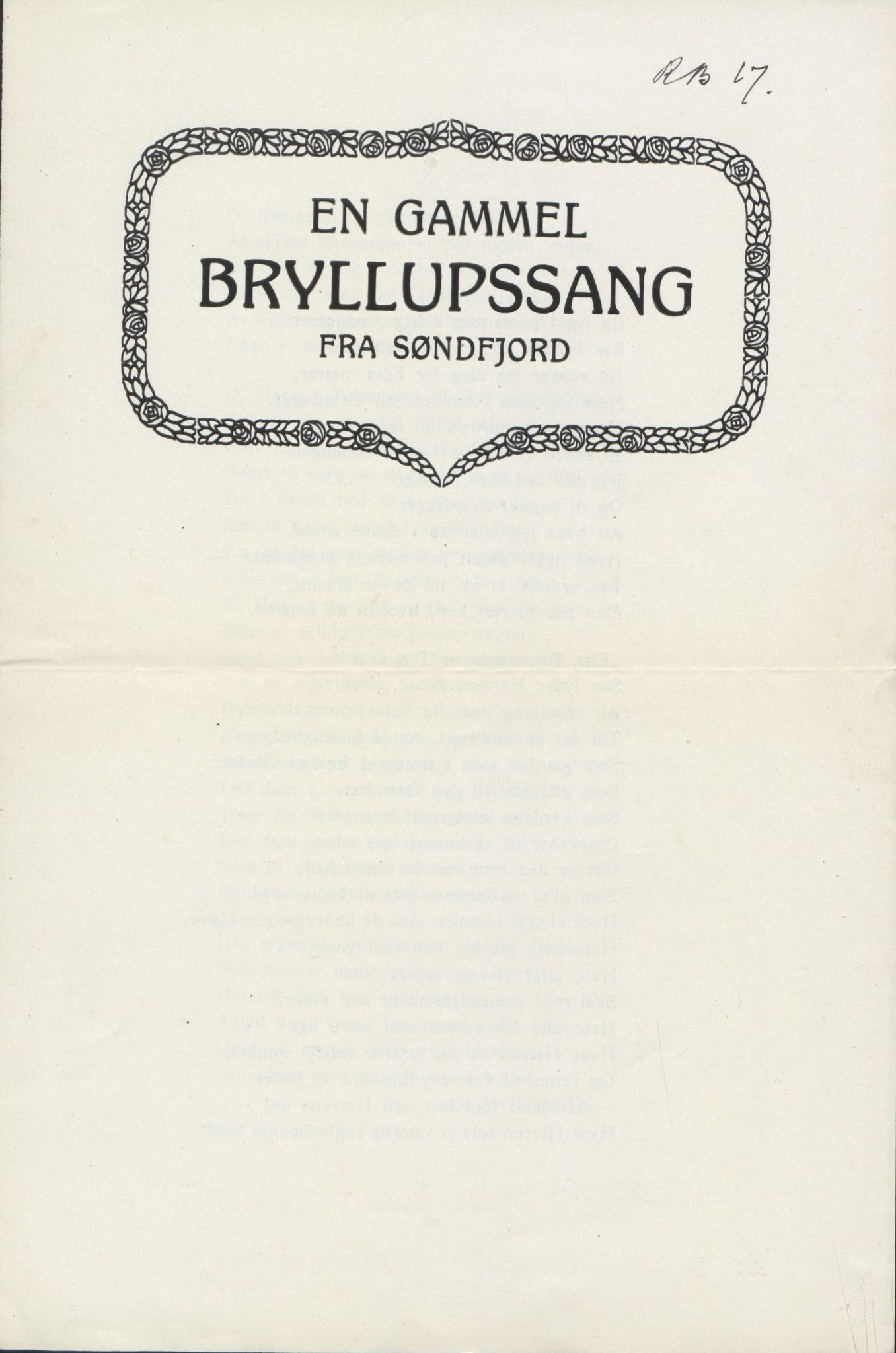 Rikard Berge, TEMU/TGM-A-1003/F/L0017/0027: 551-599 / 577 Lause visetrykk, eldre og nyare, 1910-1950