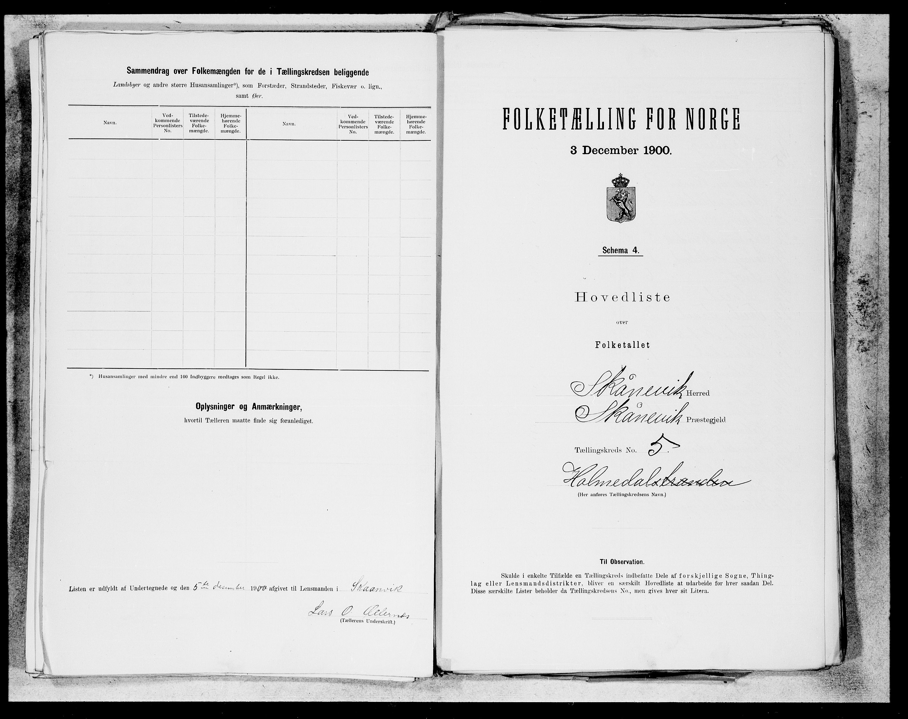 SAB, 1900 census for Skånevik, 1900, p. 9