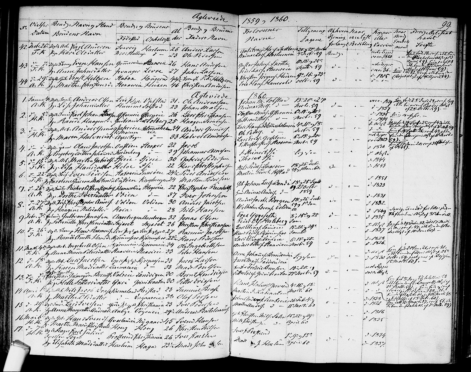 Asker prestekontor Kirkebøker, AV/SAO-A-10256a/F/Fa/L0010: Parish register (official) no. I 10, 1825-1878, p. 99