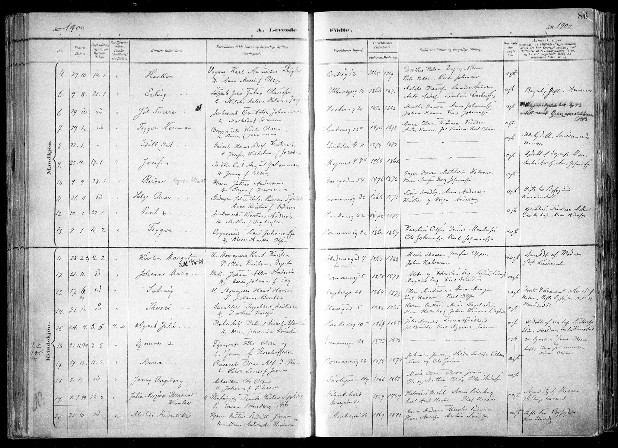 Kampen prestekontor Kirkebøker, AV/SAO-A-10853/F/Fa/L0007: Parish register (official) no. I 7, 1897-1905, p. 86