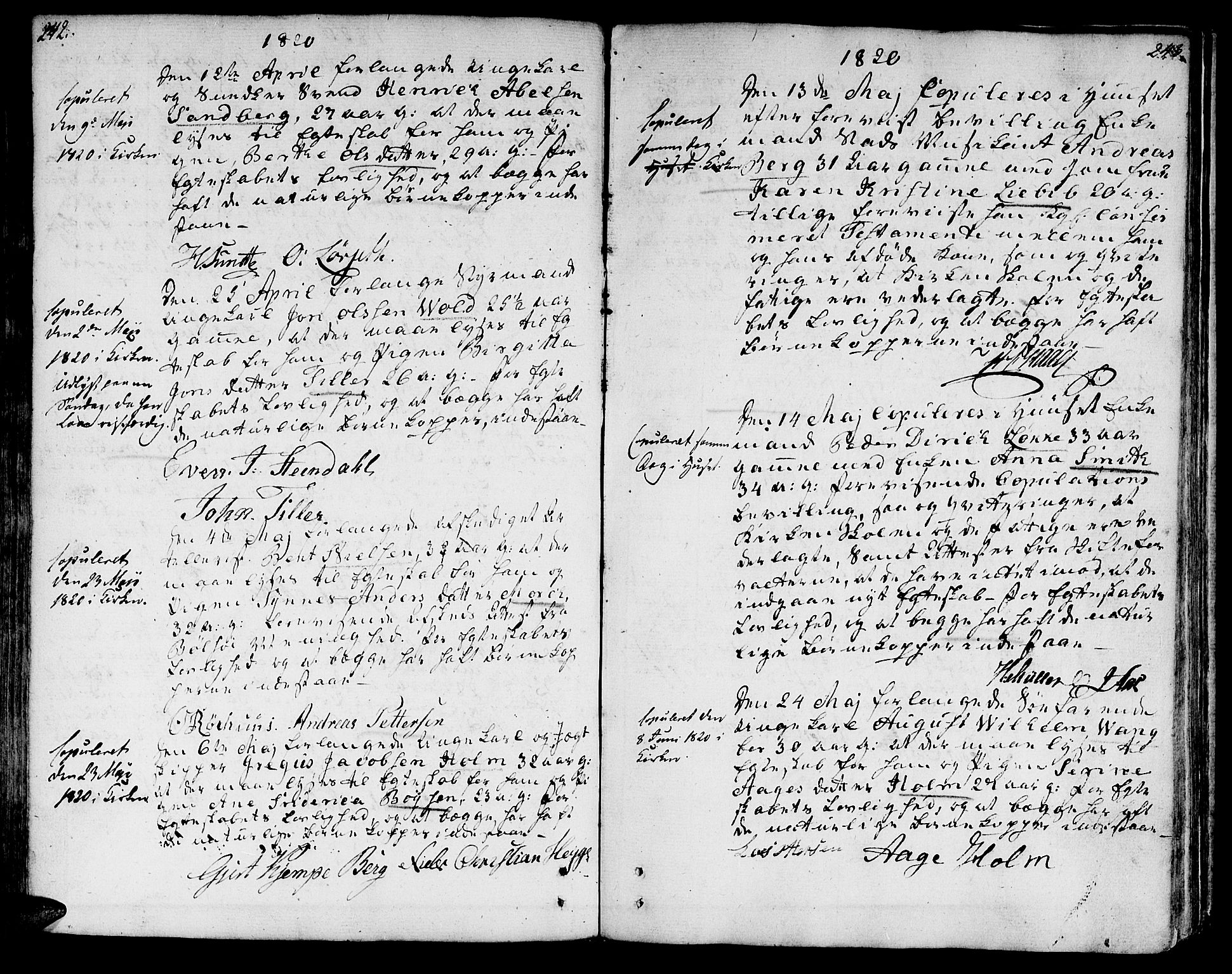 Ministerialprotokoller, klokkerbøker og fødselsregistre - Sør-Trøndelag, SAT/A-1456/601/L0042: Parish register (official) no. 601A10, 1802-1830, p. 242-243