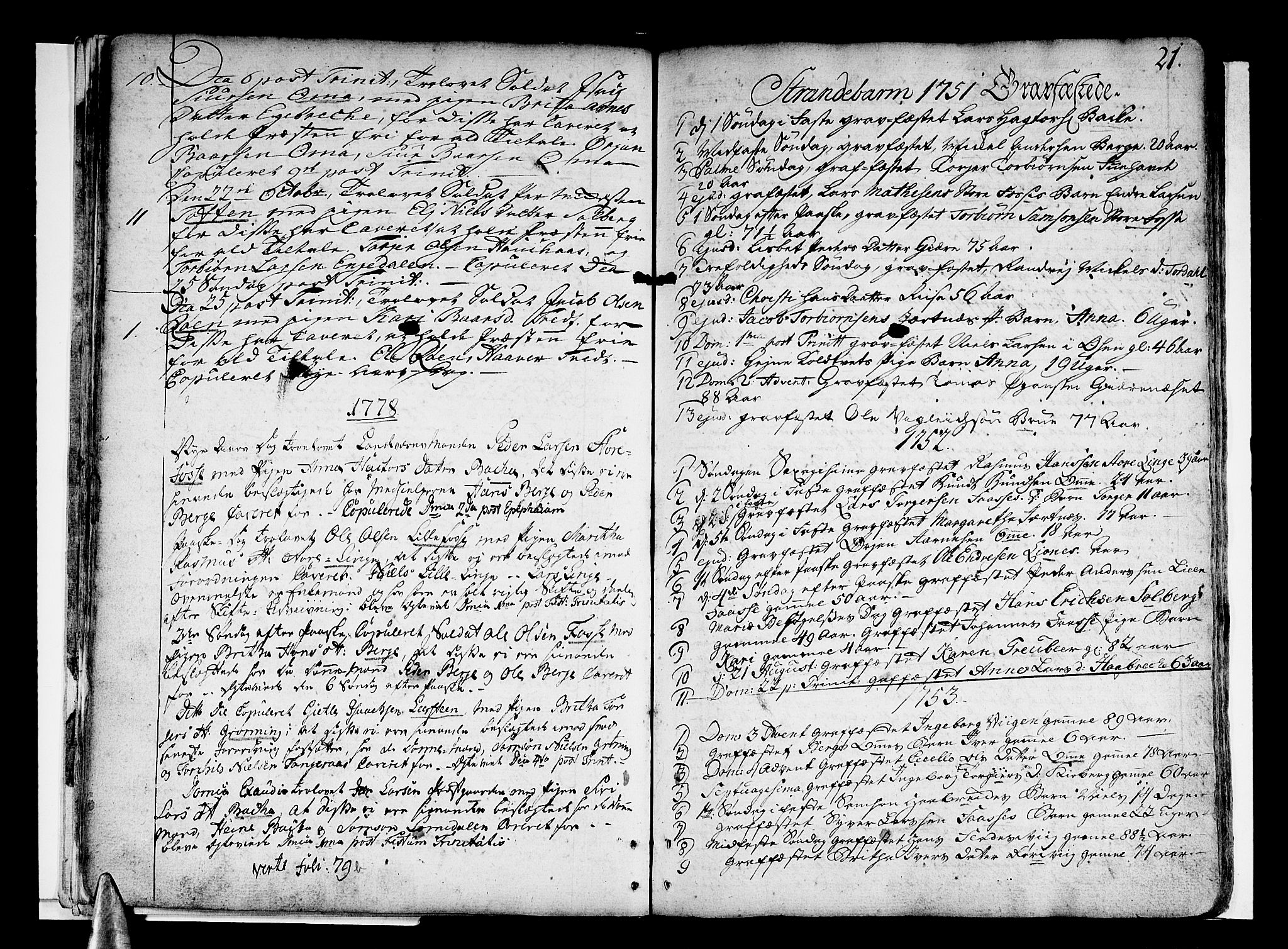 Strandebarm sokneprestembete, SAB/A-78401/H/Haa: Parish register (official) no. A 3 /1, 1750-1787, p. 21