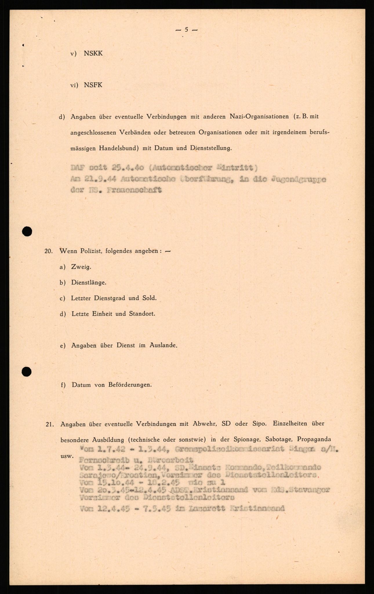 Forsvaret, Forsvarets overkommando II, AV/RA-RAFA-3915/D/Db/L0034: CI Questionaires. Tyske okkupasjonsstyrker i Norge. Tyskere., 1945-1946, p. 386