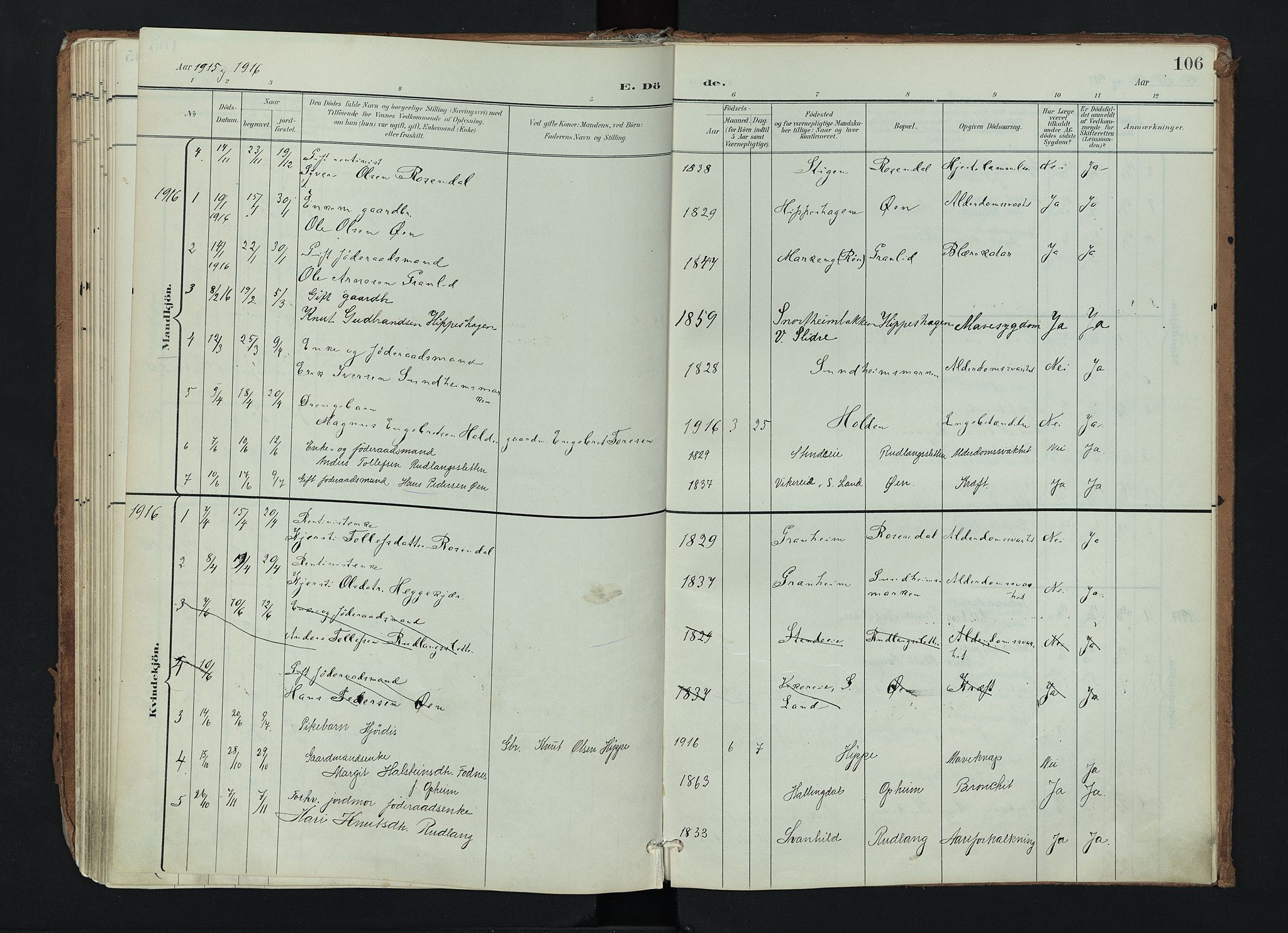 Nord-Aurdal prestekontor, SAH/PREST-132/H/Ha/Haa/L0017: Parish register (official) no. 17, 1897-1926, p. 106