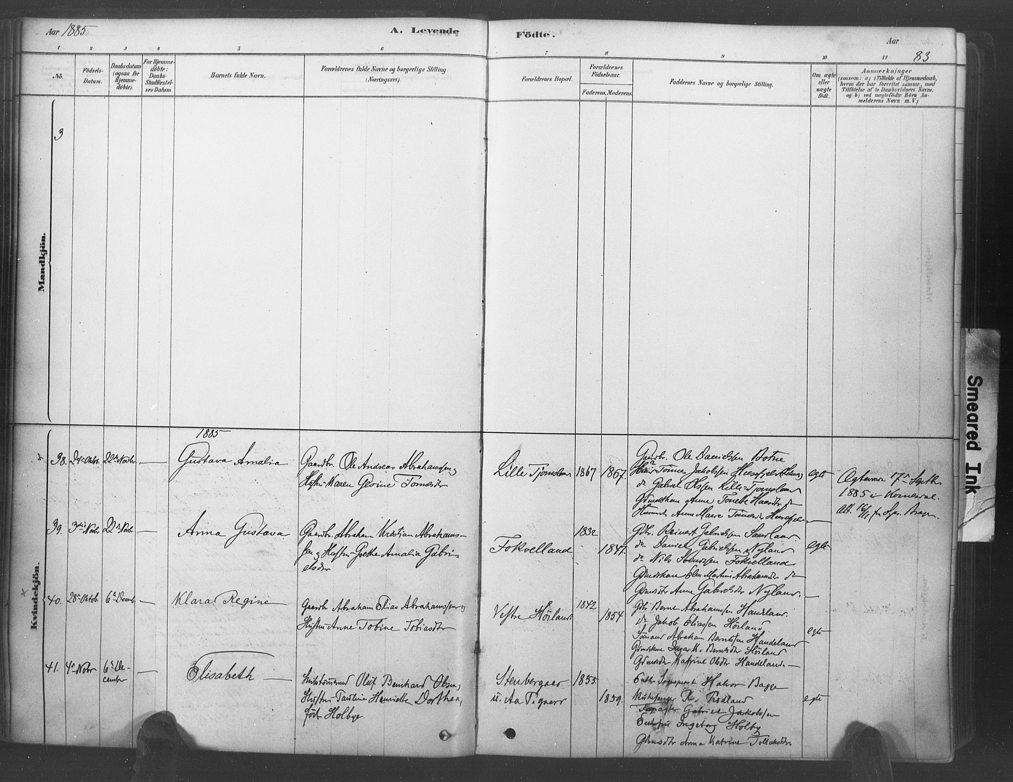 Lyngdal sokneprestkontor, AV/SAK-1111-0029/F/Fa/Fac/L0011: Parish register (official) no. A 11, 1878-1893, p. 83