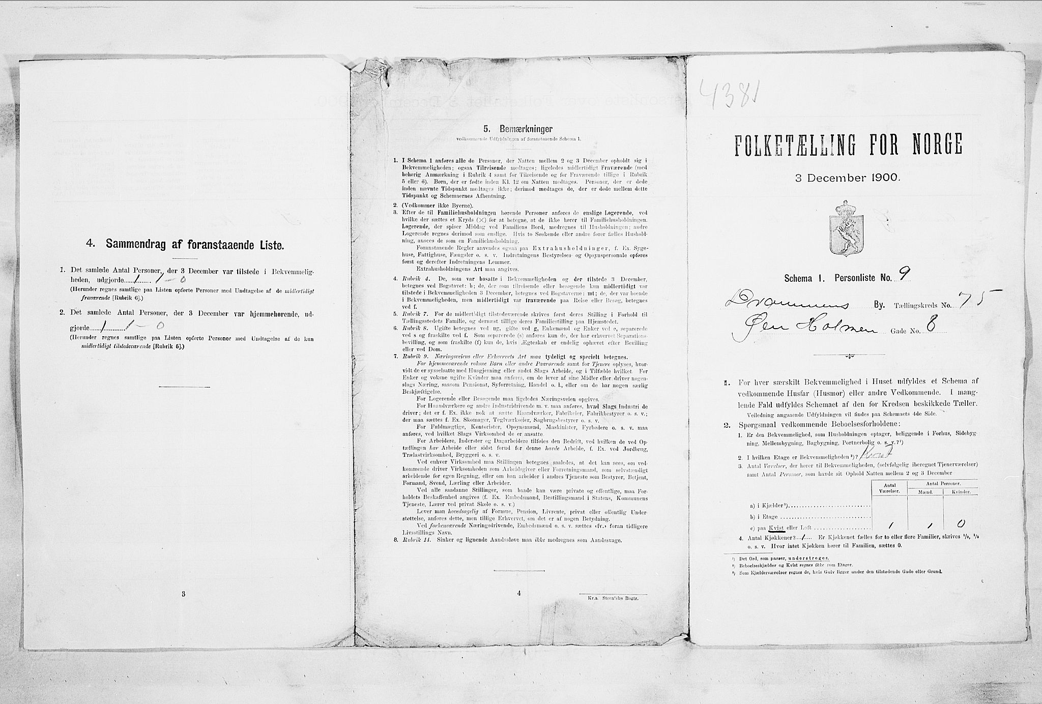 RA, 1900 census for Drammen, 1900, p. 13119