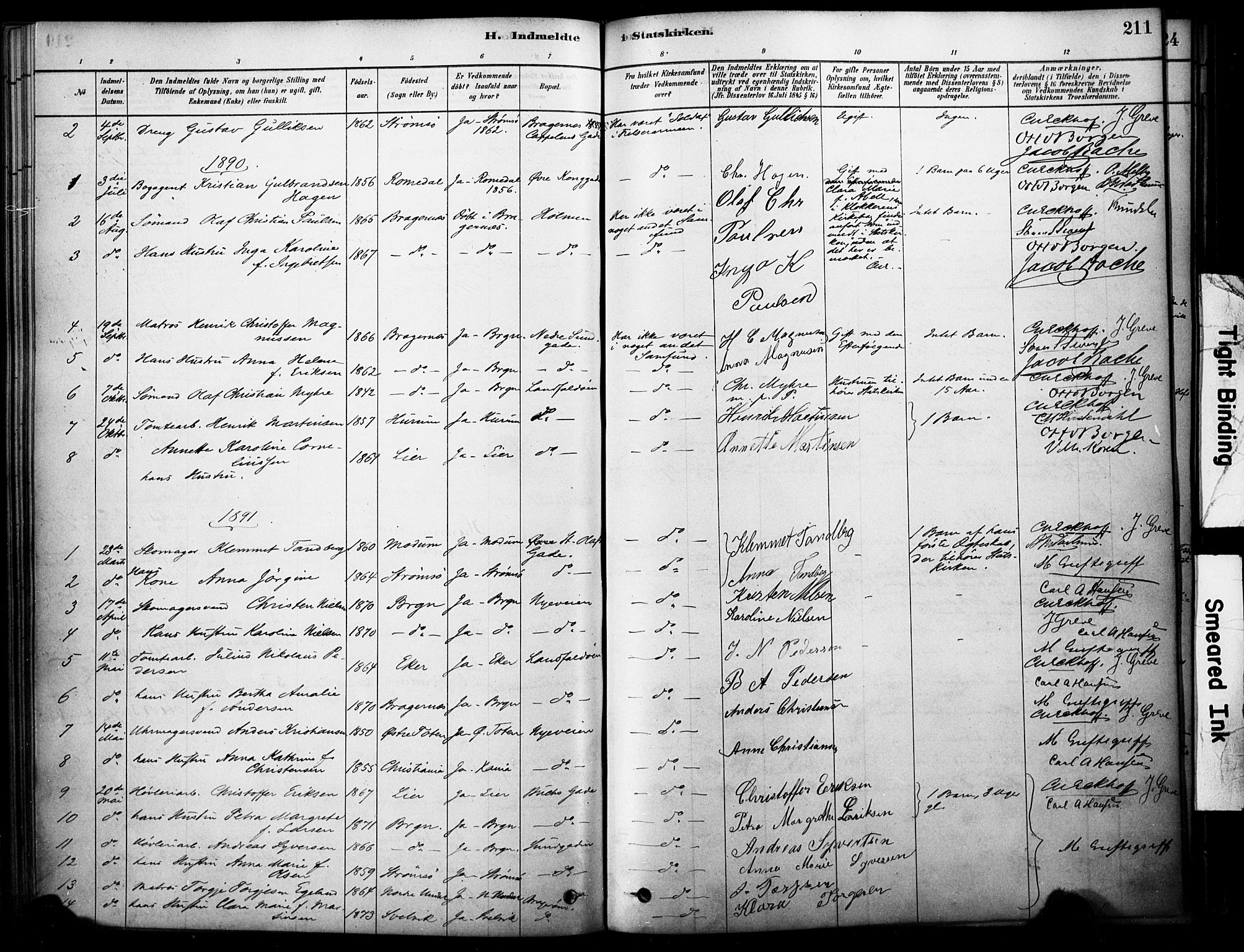 Bragernes kirkebøker, AV/SAKO-A-6/F/Fc/L0005: Parish register (official) no. III 5, 1878-1890, p. 211