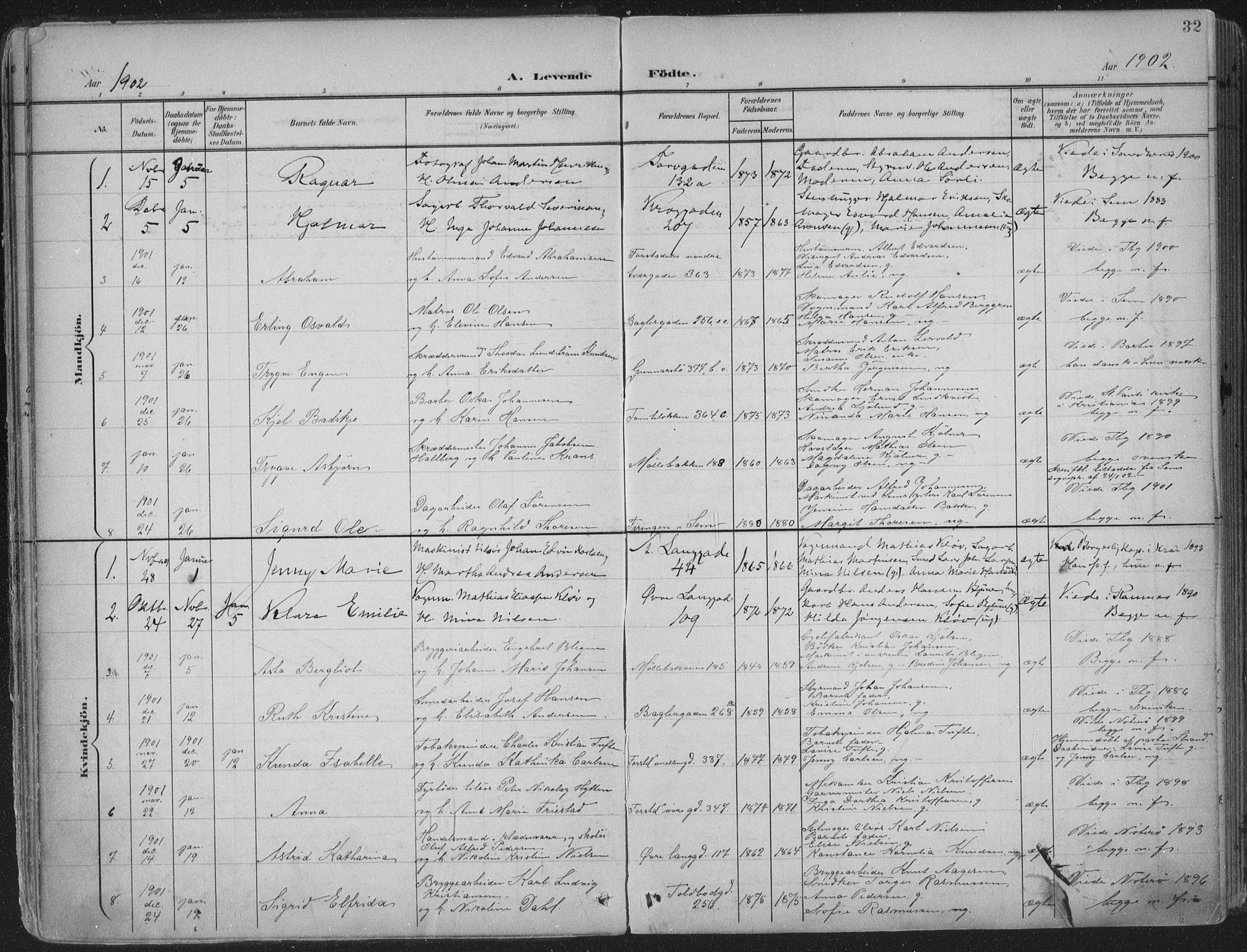 Tønsberg kirkebøker, SAKO/A-330/F/Fa/L0014: Parish register (official) no. I 14, 1900-1913, p. 32