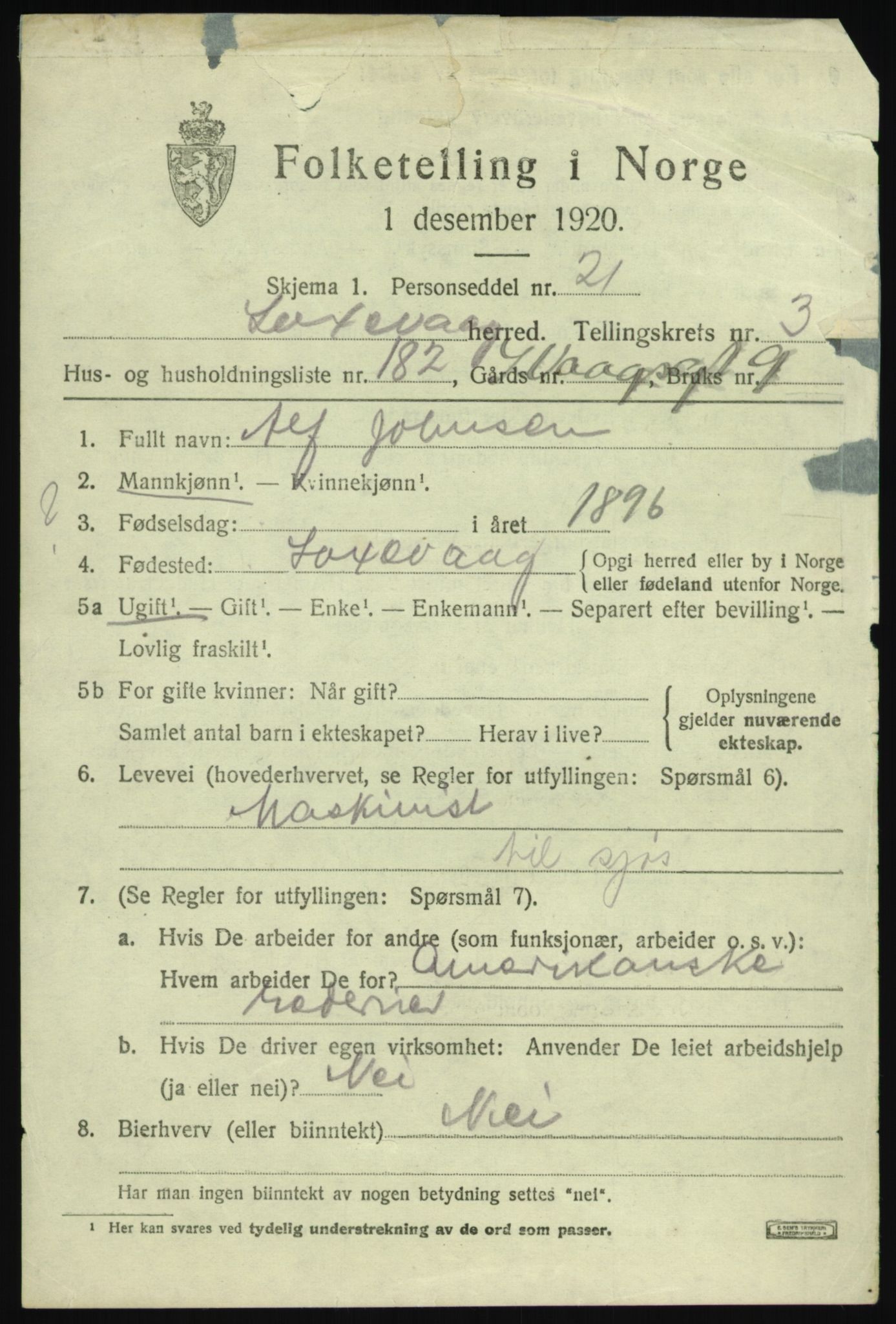 SAB, 1920 census for Laksevåg, 1920, p. 13480